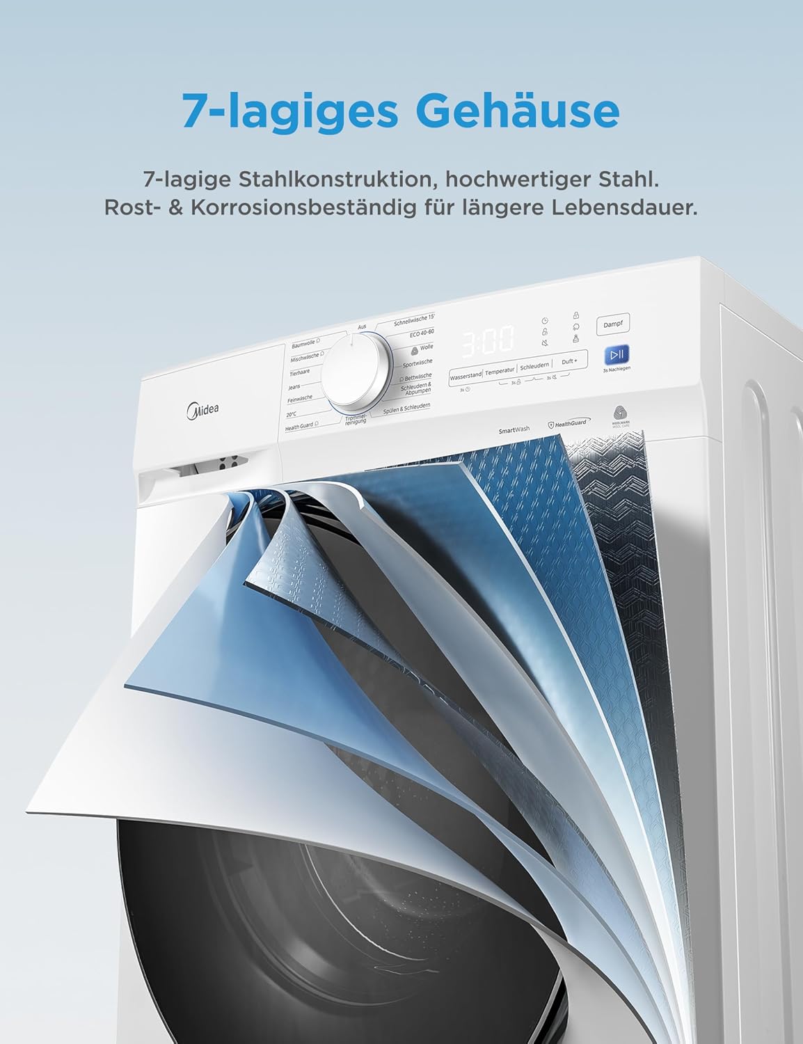 Thumbnail 6 de Midea Waschmaschine MFV3EW100BA10 – 10 kg, A-10%, leise und vielseitig