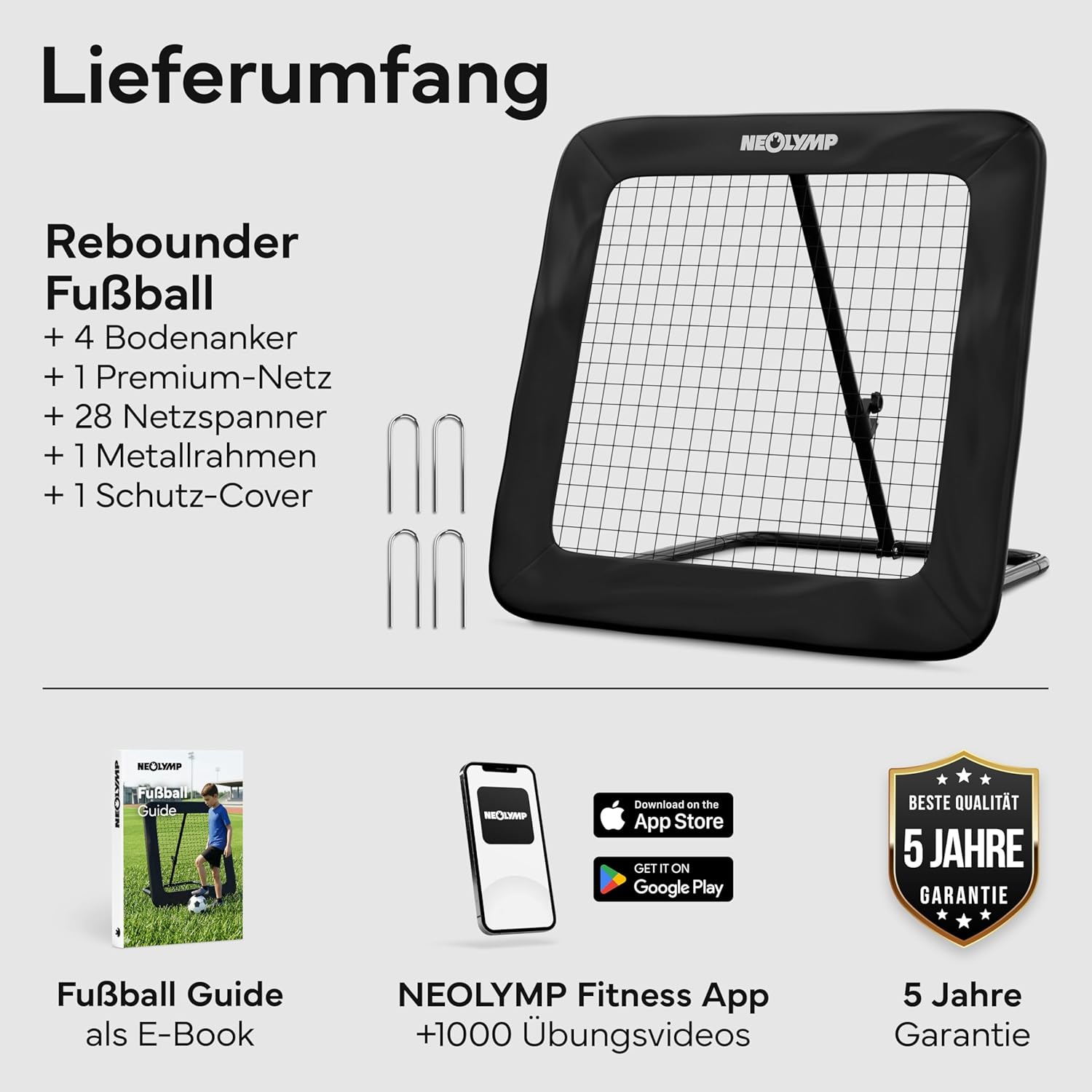 Thumbnail 1 de NEOLYMP Rebounder Fußball – Stufenlos verstellbar, robuster Metallrahmen, indoor/outdoor
