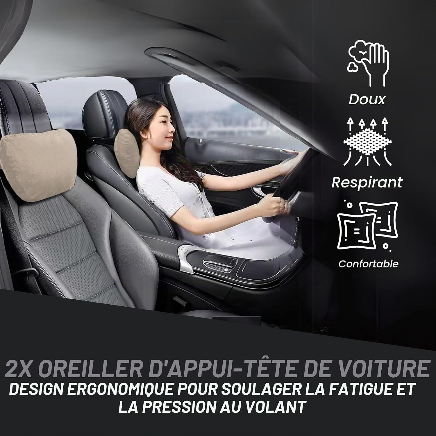 Thumbnail 1 de MAGIC SELECT hoofdsteunkussens voor de auto, set van 2, zacht en verstelbaar