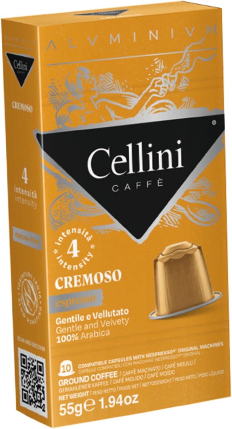 Detalle de Caffè Cellini Capsule Alluminio Compatibili con Nespresso – Cremoso, 100 capsule