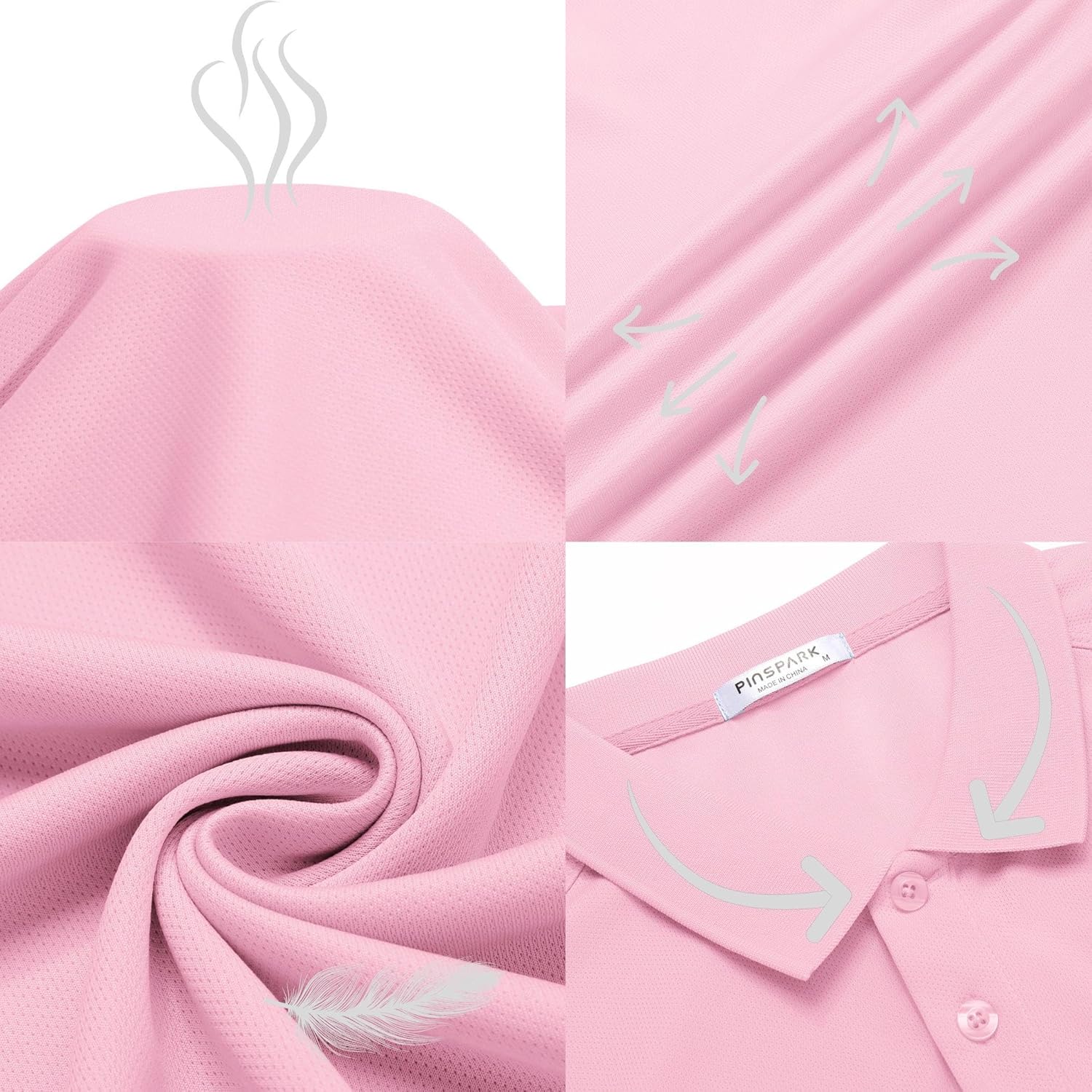 Detalle de PINSPARK Men’s Quick-Dry Golf Polo Shirt (Slim Fit, Short Sleeve, Solid)