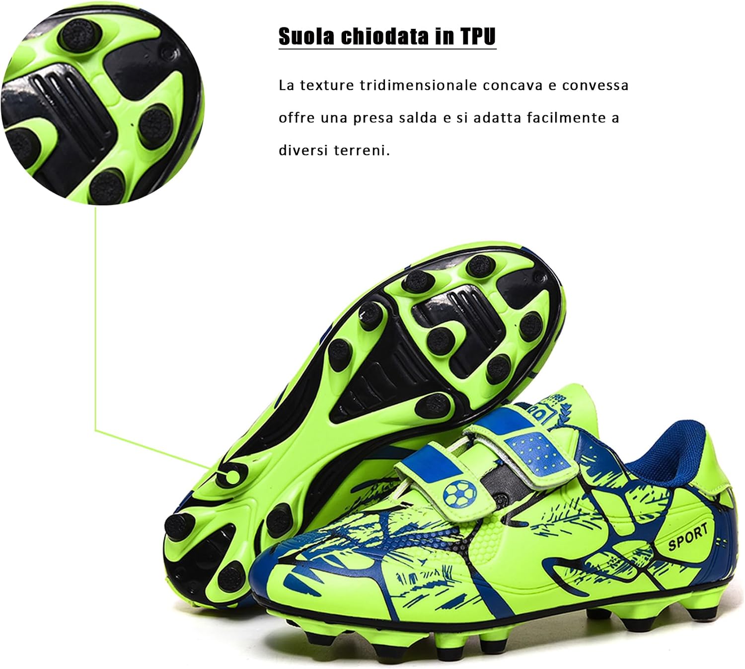 Detalle de BAODLE Scarpe da calcio ragazzi FG/AG professionali da allenamento (FG/AG, all’aperto)