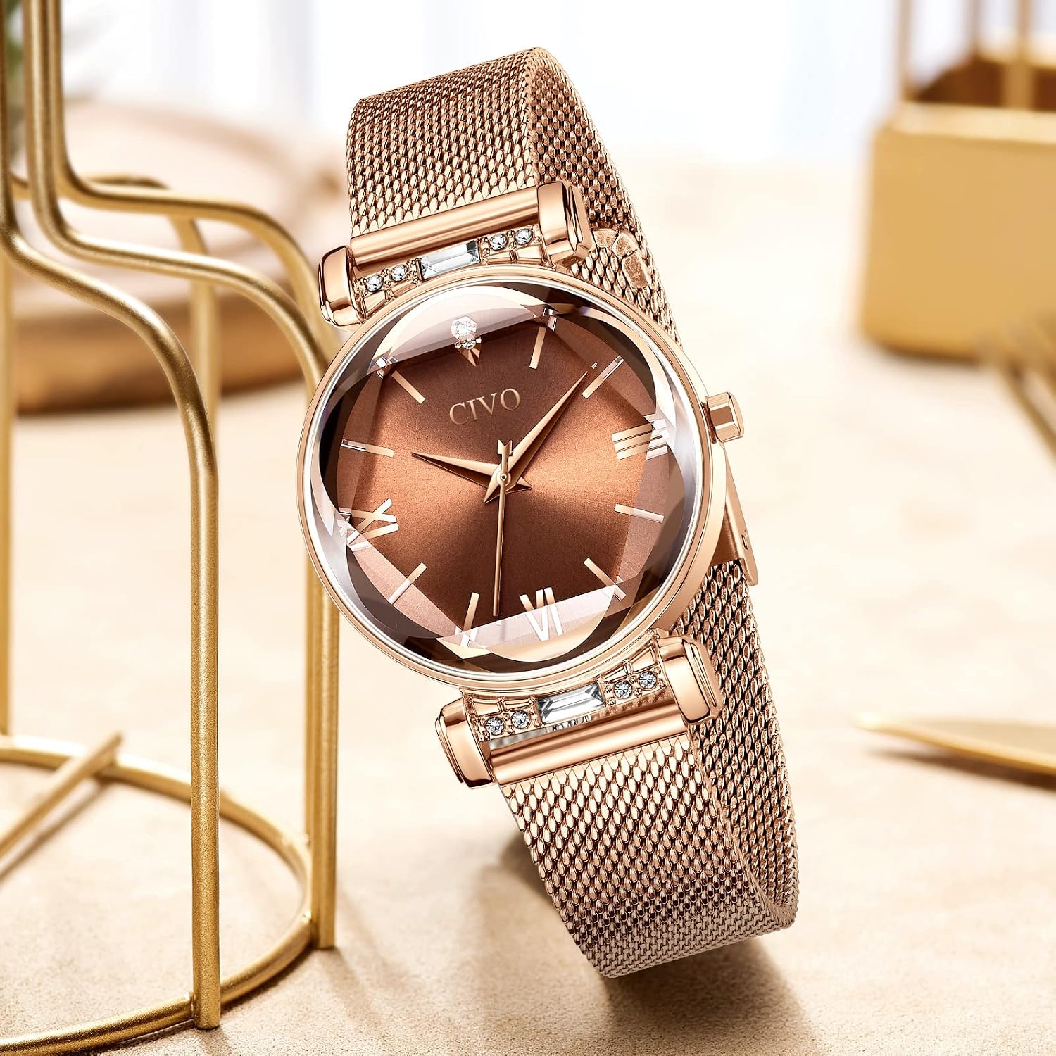 Detalle de CIVO Orologio da donna analogico in stile stellato con cinturino a maglia e movimento al quarzo