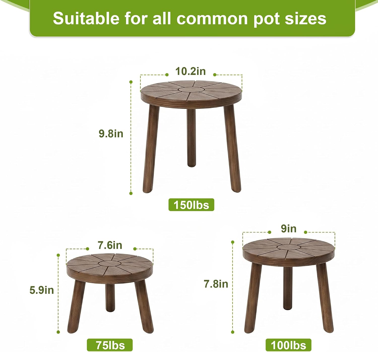 Detalle de Delma Wooden Plant Stands, 3-Pack