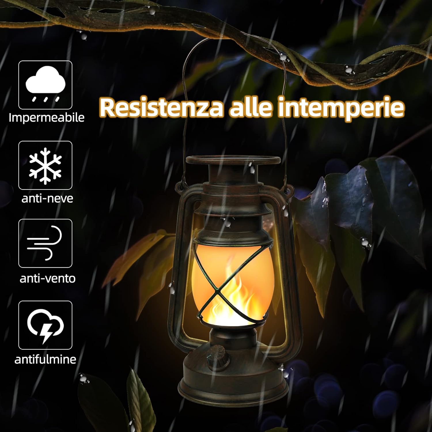 Thumbnail 3 de KINGLEAD Lanterna Solare da Esterno Vintage con Effetto Fiamme, 2 Pezzi (IP65)