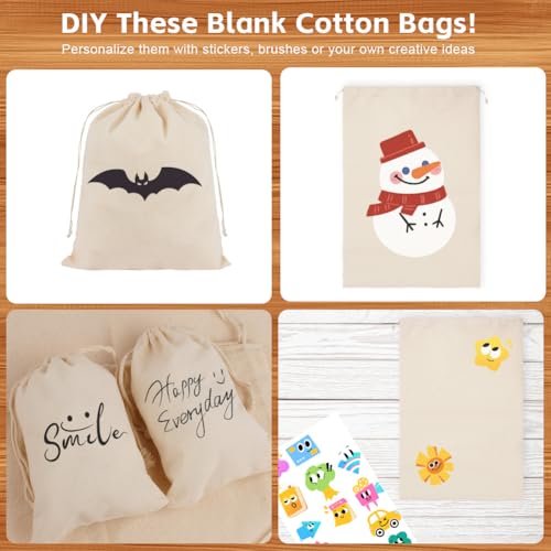 Detalle de OFFCUP Bolsas de Algodón con Cordón 15x20 cm – Pack de 15 (15PCS) para Regalos, Joyas y Cosméticos