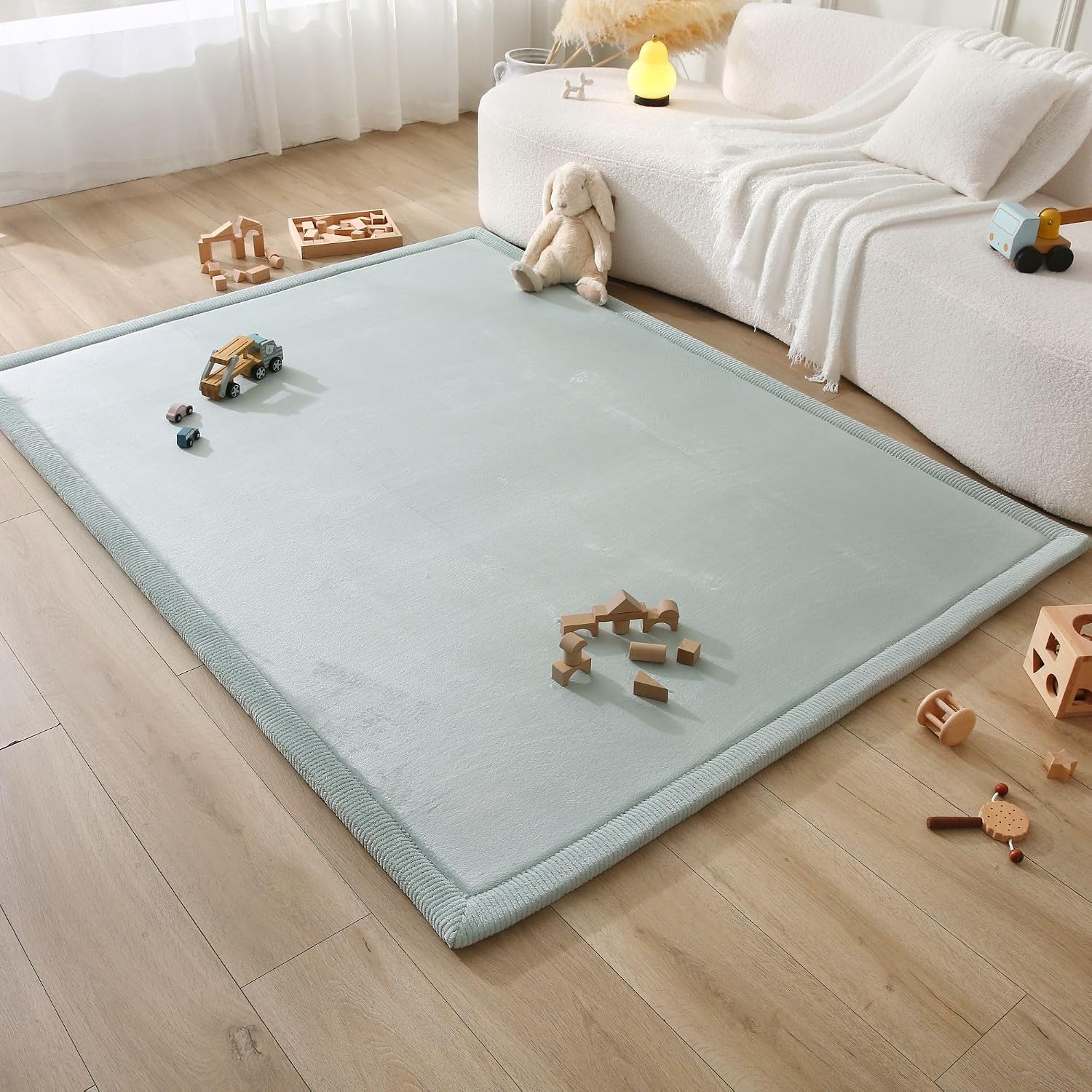 Thumbnail 6 de Hakuna Matte CloudSoft Baby Play Mat: 60" x 80" in Green with Coral Velvet