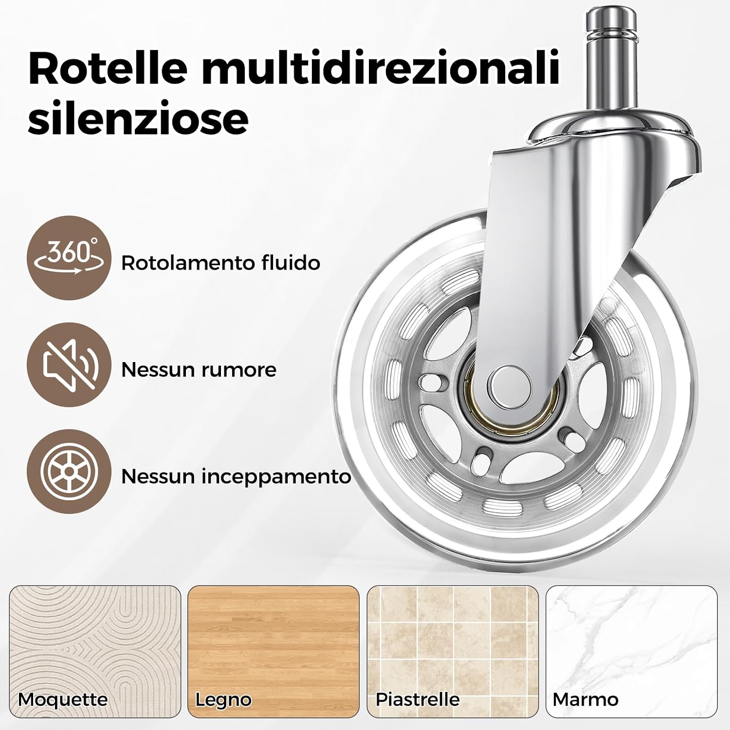 Thumbnail 3 de BEWISHOME Sgabello a Sella Ergonomico con Ruote – Regolazione idraulica 55–68 cm, seduta ampia in PU e capacità 200 kg