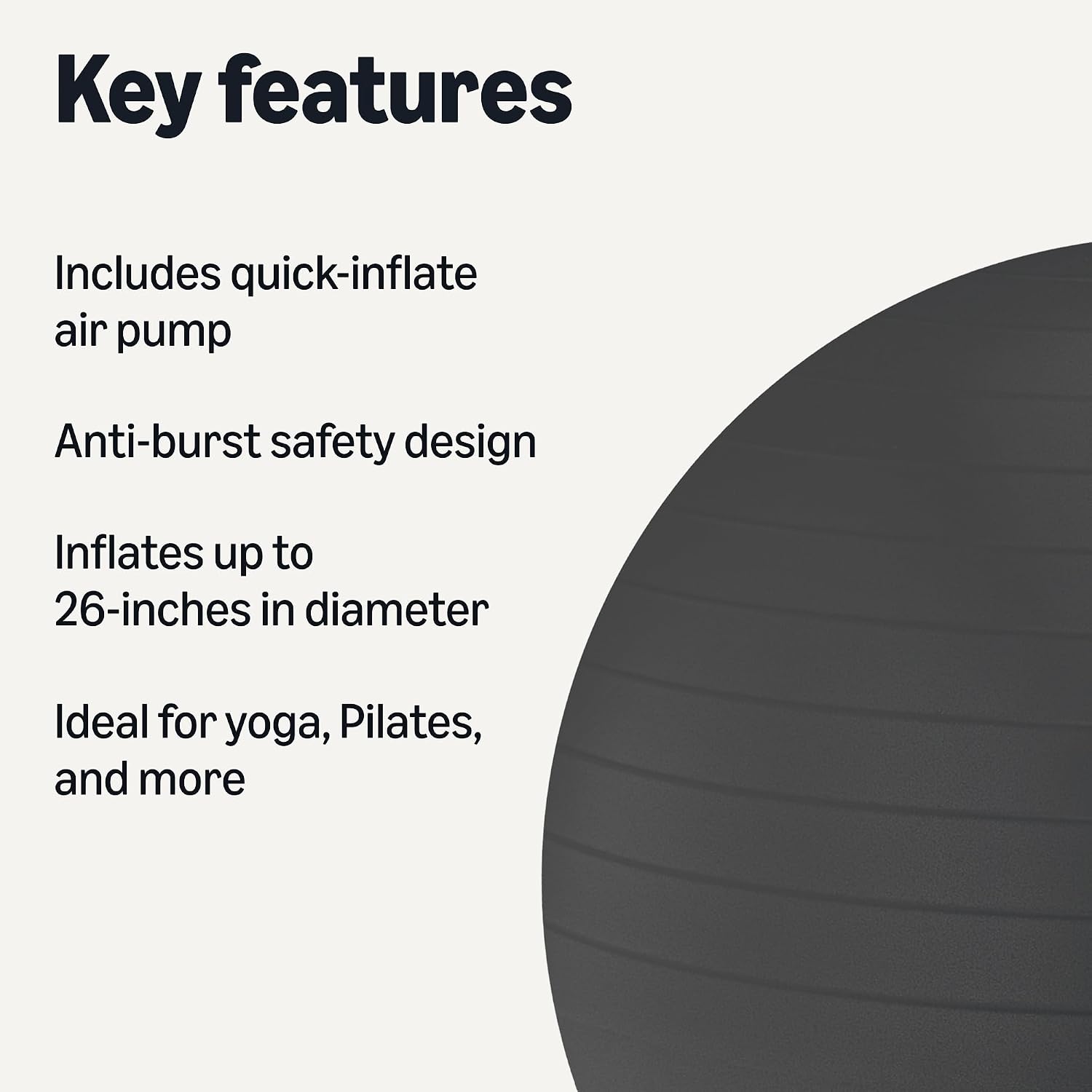 Detalle de Amazon Basics Anti-Burst Exercise Ball with Pump, 23-26" Diameter