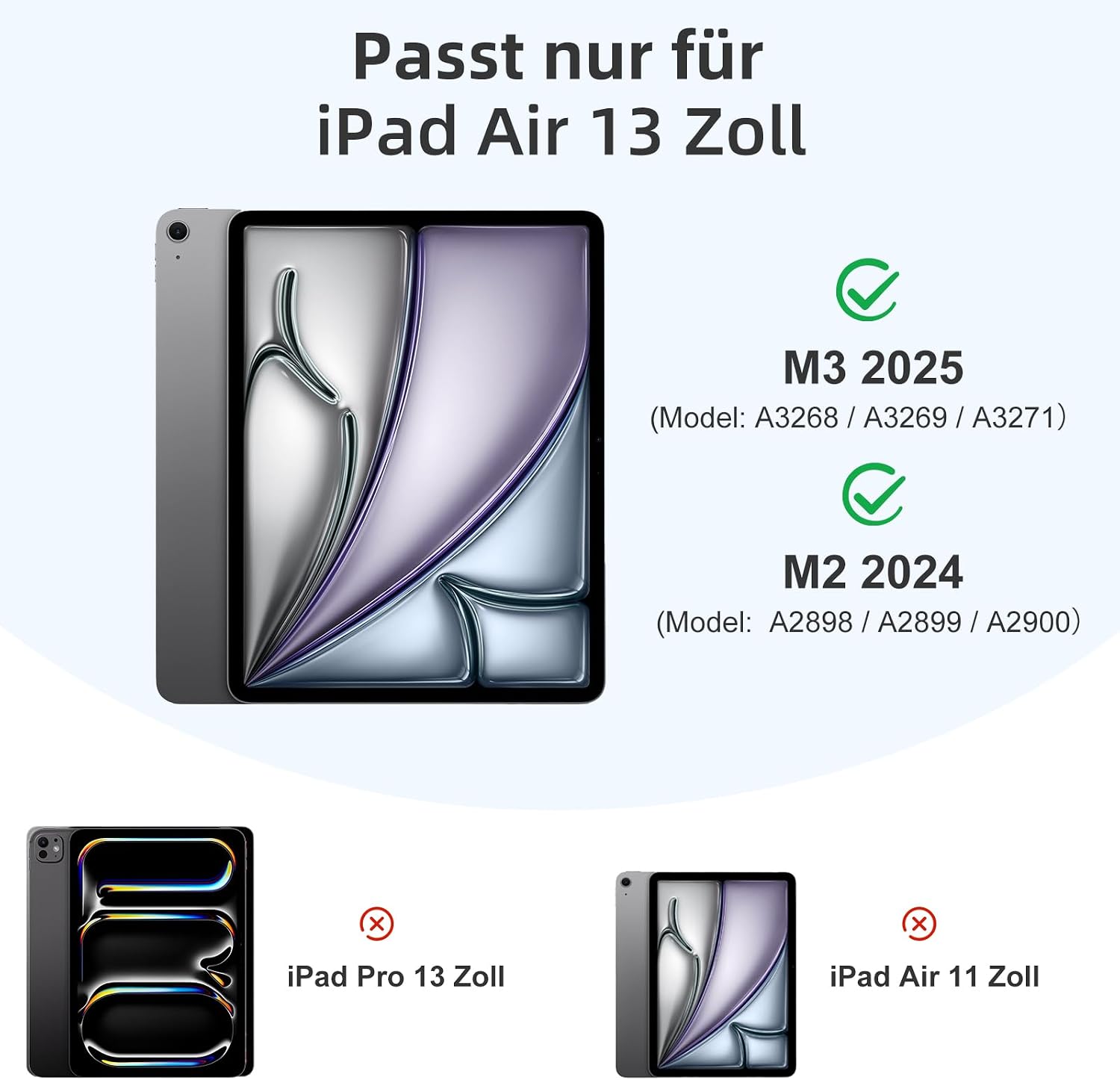 Detalle de Vobafe Hülle für iPad Air 13 Zoll M4 2026 / M3 2025 / M2 2024 – Dreifach-Ständer, Stiftablage, Auto Wake/ Sleep, TPU-Rückseite, Blau