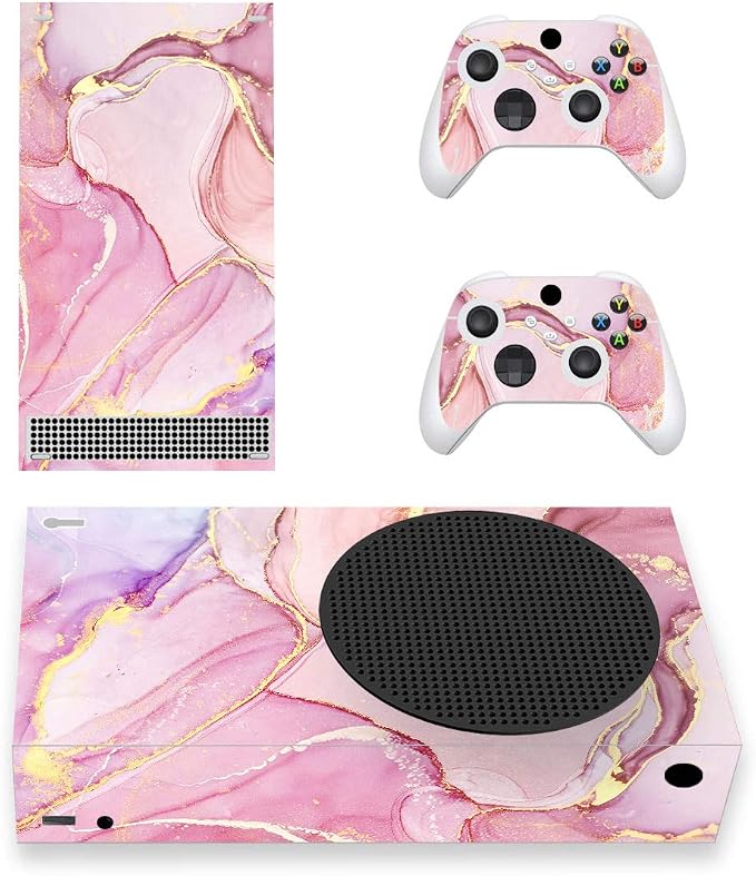 Detalle de PlayVital Vinilo para Xbox Series S - Diseño Mármol Rosa Dorado