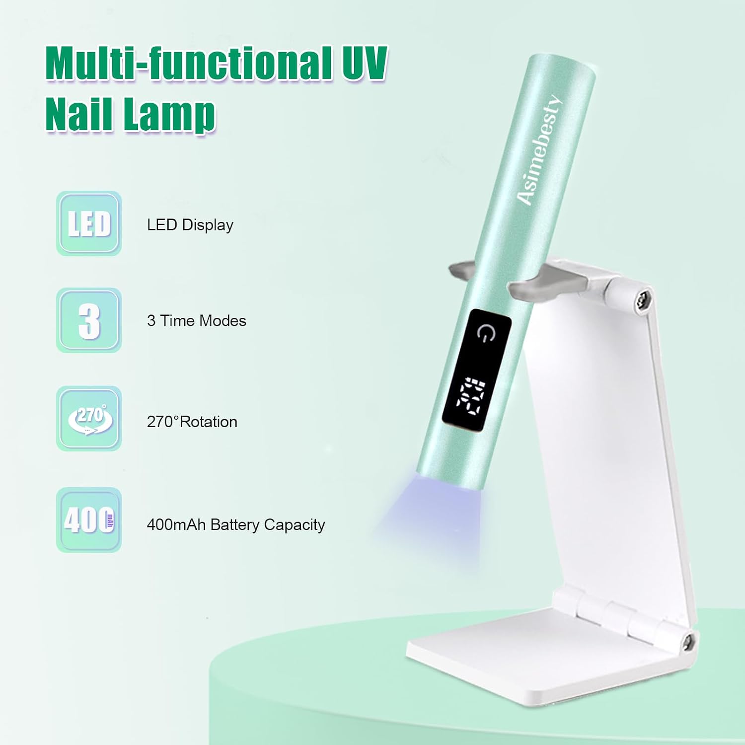 Detalle 2 de Asimebesty UV Lampe für Gelnägel 400mAh
