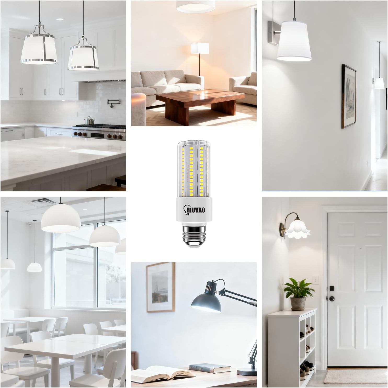 Detalle de RIUVAO NS-PCL40-A LED Bulbs, 2-Pack, 40W, 5000 Lumens, 5000K, E26/E27