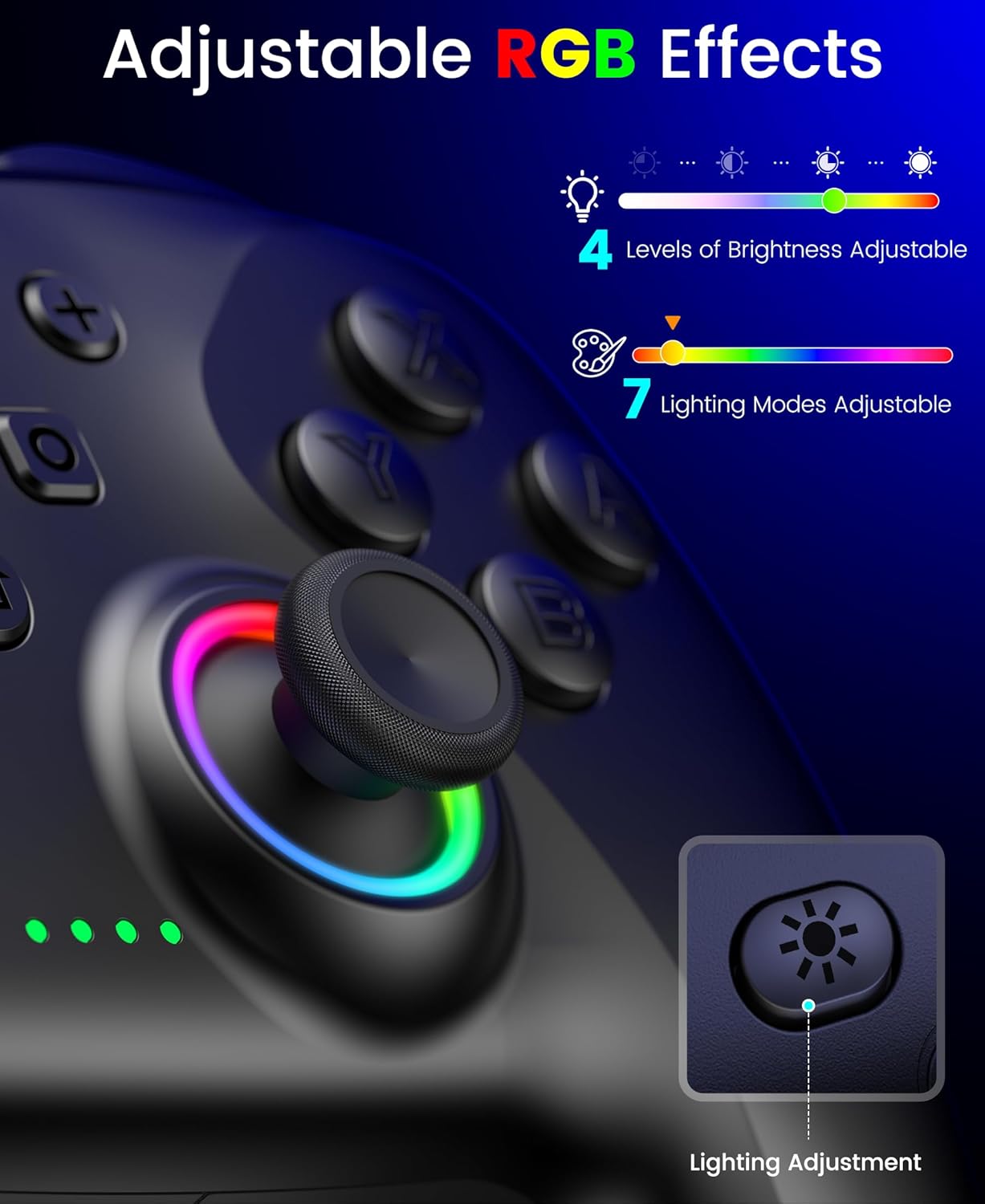 Thumbnail 4 de Switch 2 Controller für Switch/OLED/Lite mit Ladestation, RGB-Beleuchtung und Turbo-Funktionen