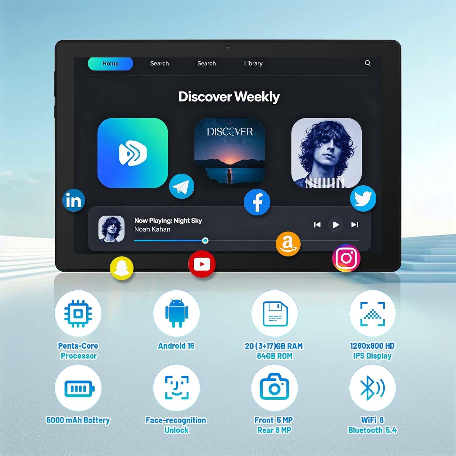Thumbnail 1 de Hakaug 10-Inch Android Tablet with 20GB RAM, 64GB ROM and 1TB Expansion