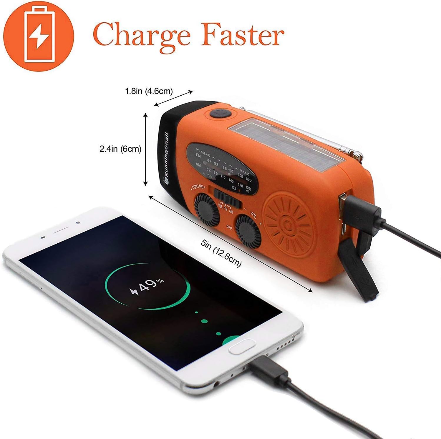 Thumbnail 1 de SOLARBABY Wind Up Solar Radio – AM/FM emergency solar weather radio with hand crank
