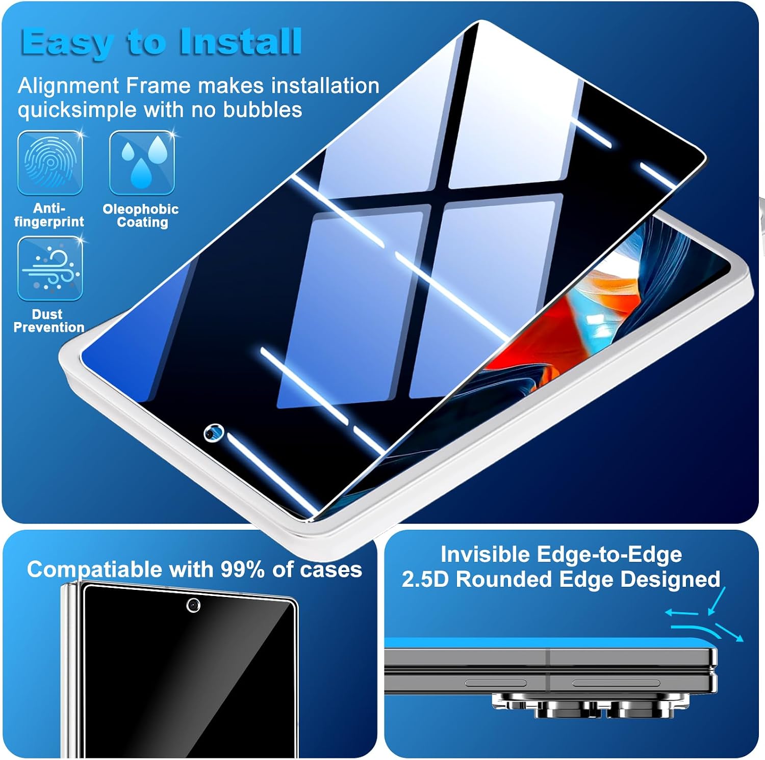 Detalle 2 de Arshek Privacy Screen Protector for Galaxy Z Fold 8, 9H Tempered Glass