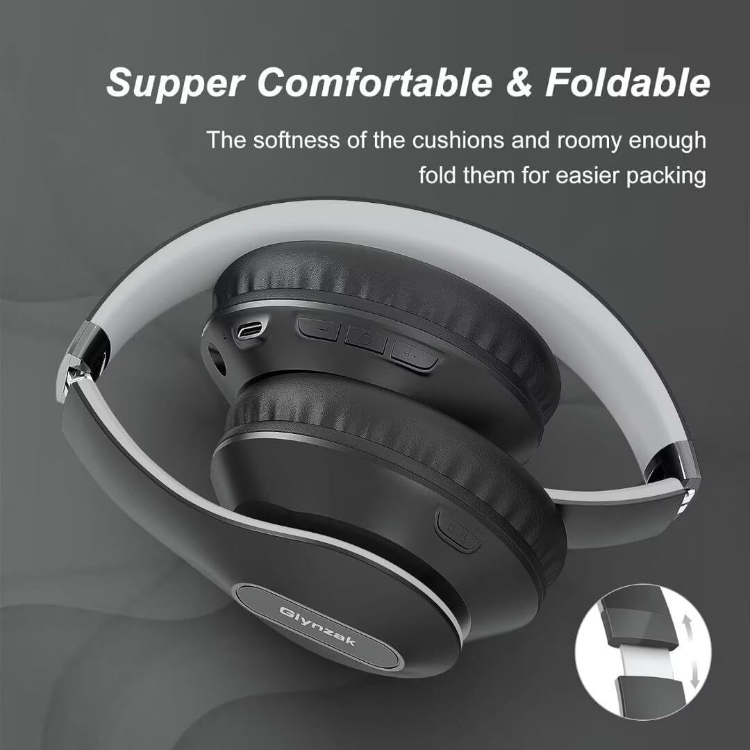 Detalle de Glynzak WH207A Over-Ear Bluetooth Headphones, 65-Hour Playtime, 6 EQ Modes