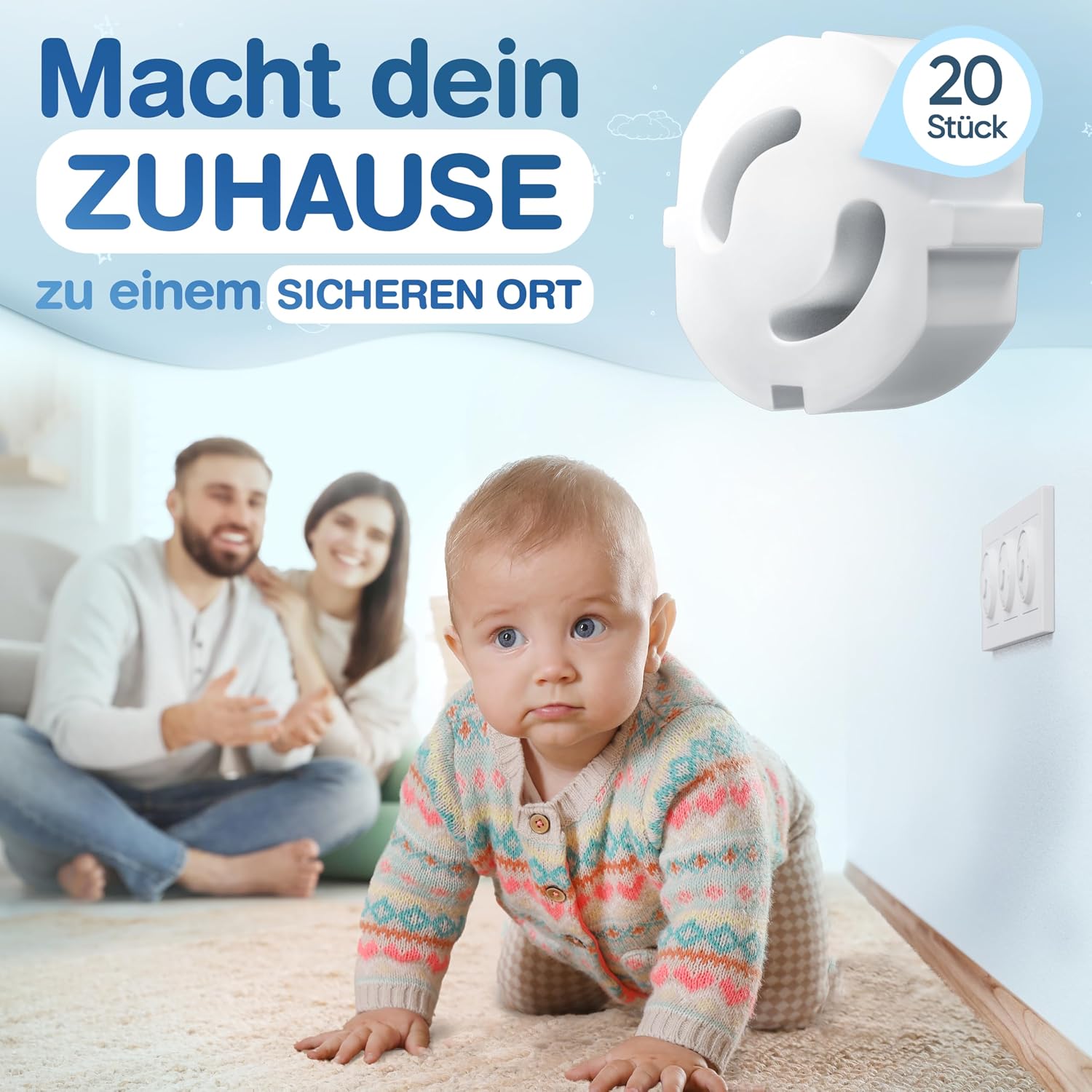 Thumbnail 4 de Adlersfeld Steckdosen-Kindersicherung (20er-Pack) zum Schutz vor Stromschlägen