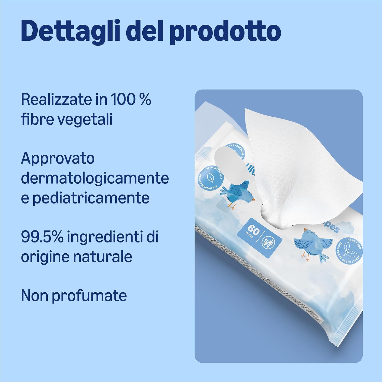 Detalle de Amazon 1080 Salviettine Ultra Sensitive 18x60