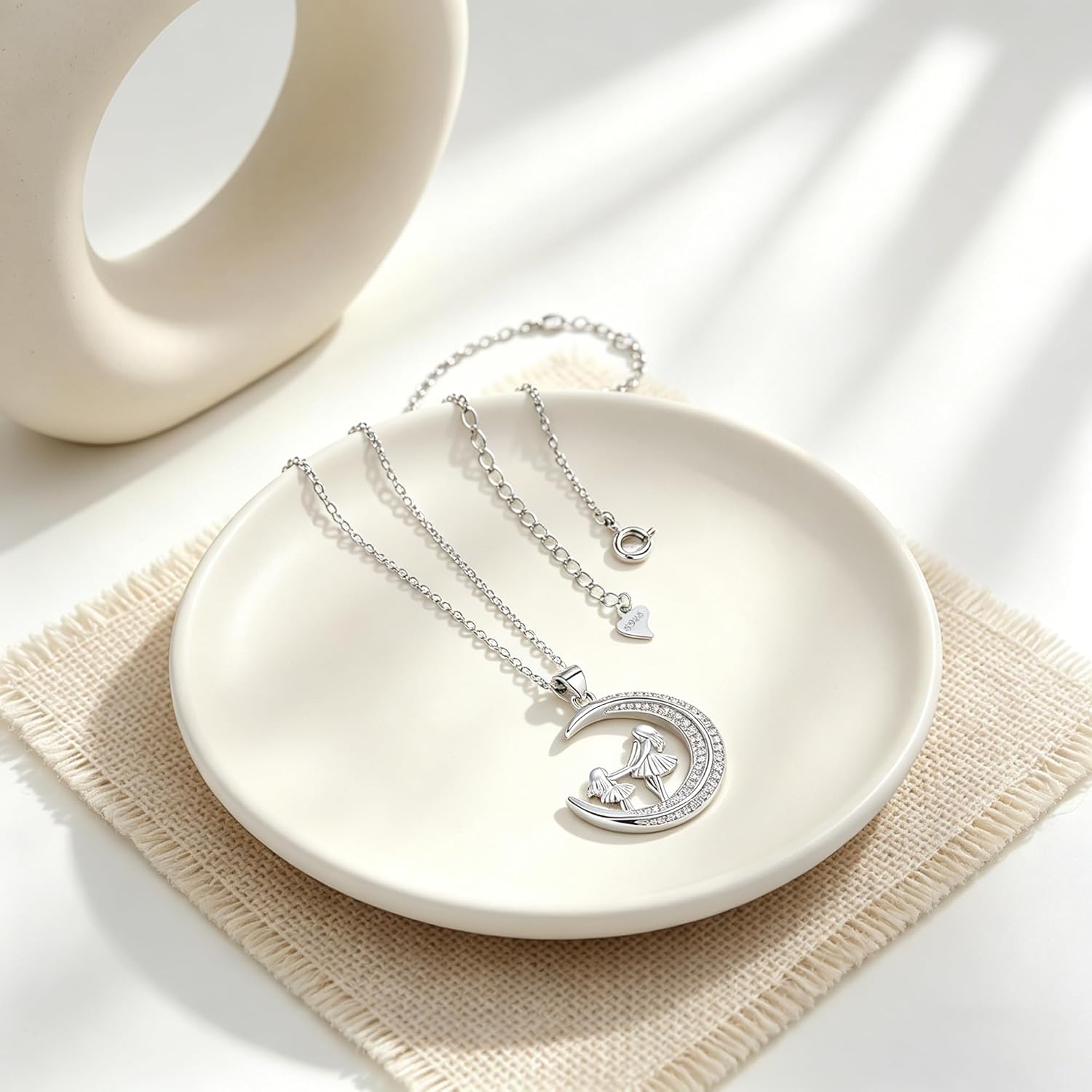 Thumbnail 2 de Hifeeled Halskette aus Sterling Silber 925 mit Mond-Anhänger – Geschenk für Mutter & Tochter