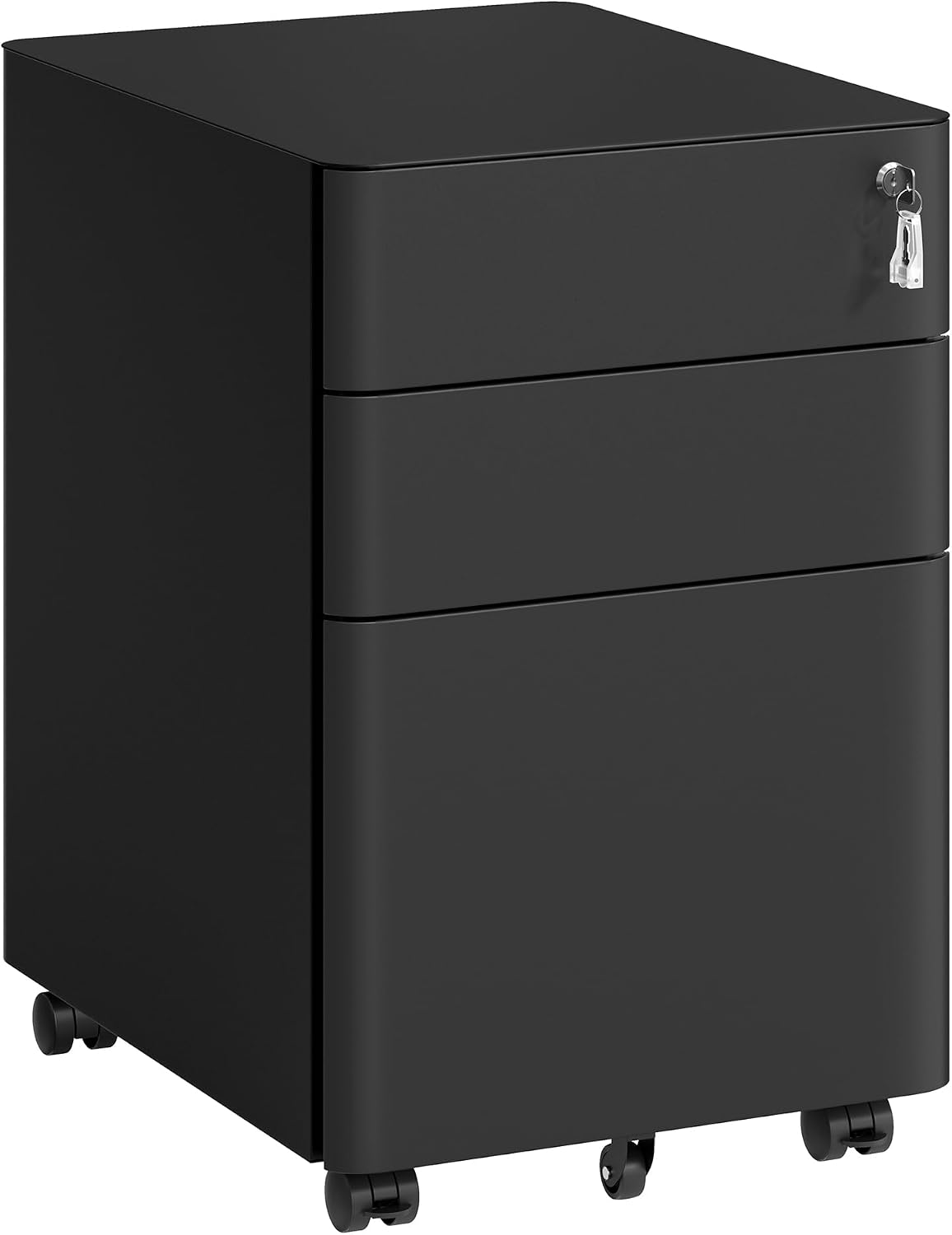 Detalle de SONGMICS Cassettiera da Ufficio in Acciaio BEREND OFC032B101 – 50 x 39 x 59 cm, Nero Opaco