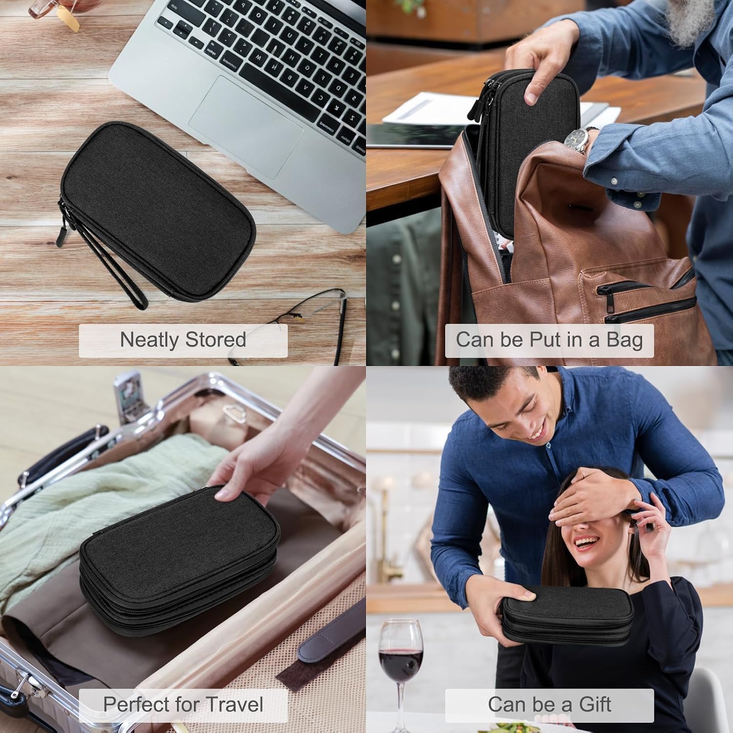 Thumbnail 6 de Travel Cable Organizer Bag, Double-Layer Electronics Case
