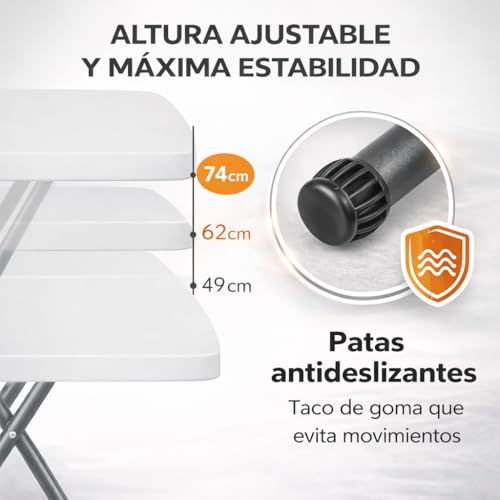 Thumbnail 4 de Mesa Plegable Ajustable en Altura 49-74 cm de T-LOVENDO.ES – 77x50 cm, con estructura de acero y pies antideslizantes