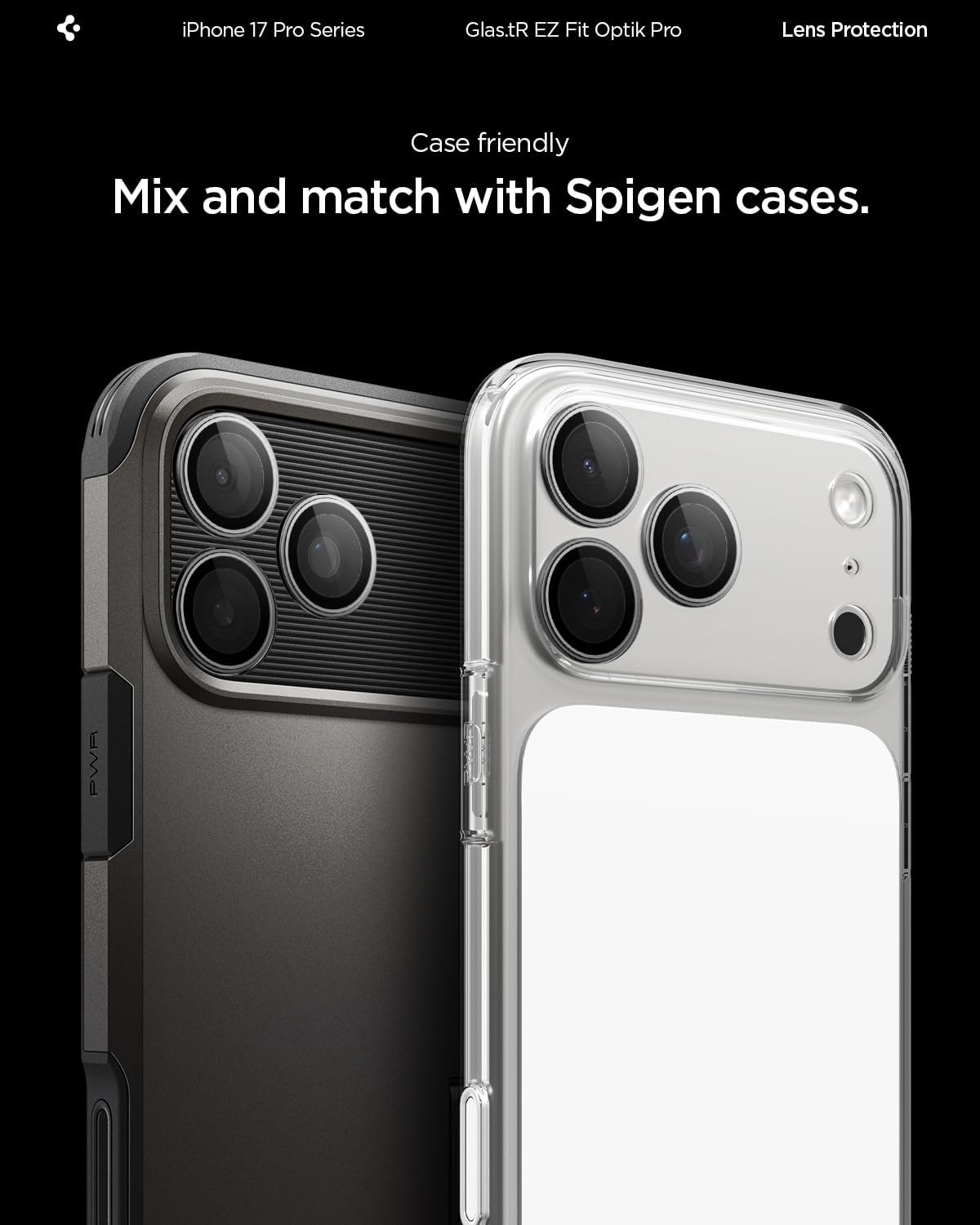 Thumbnail 6 de Spigen Glas.tR EZ Fit Optik Pro Protection caméra pour iPhone 17 Pro / Pro Max (2 pièces) – gris