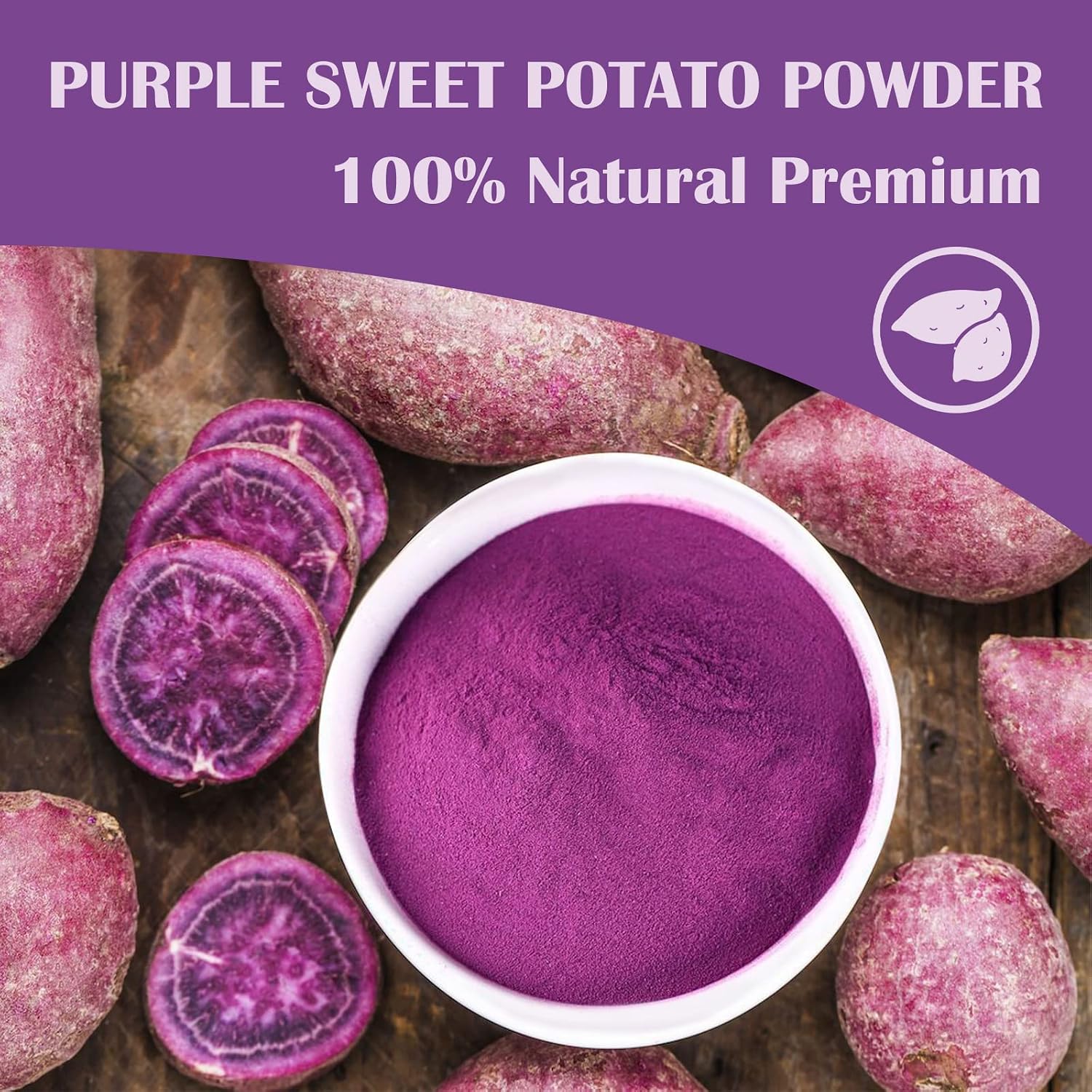 Detalle de Grelim Purple Sweet Potato Powder, 8 oz, Freeze-Dried, Vegan, Gluten-Free