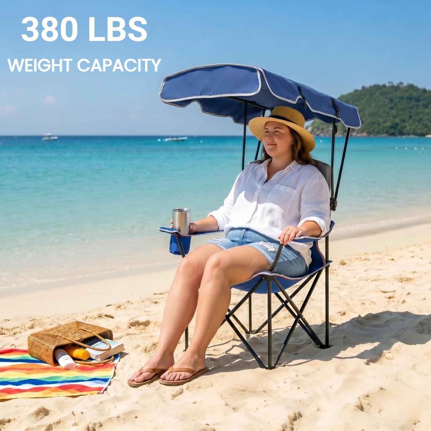 Detalle de FAIR WIND Portable Canopy Camping Chair: Heavy-Duty, Oversized, All-in-One Shade Chair