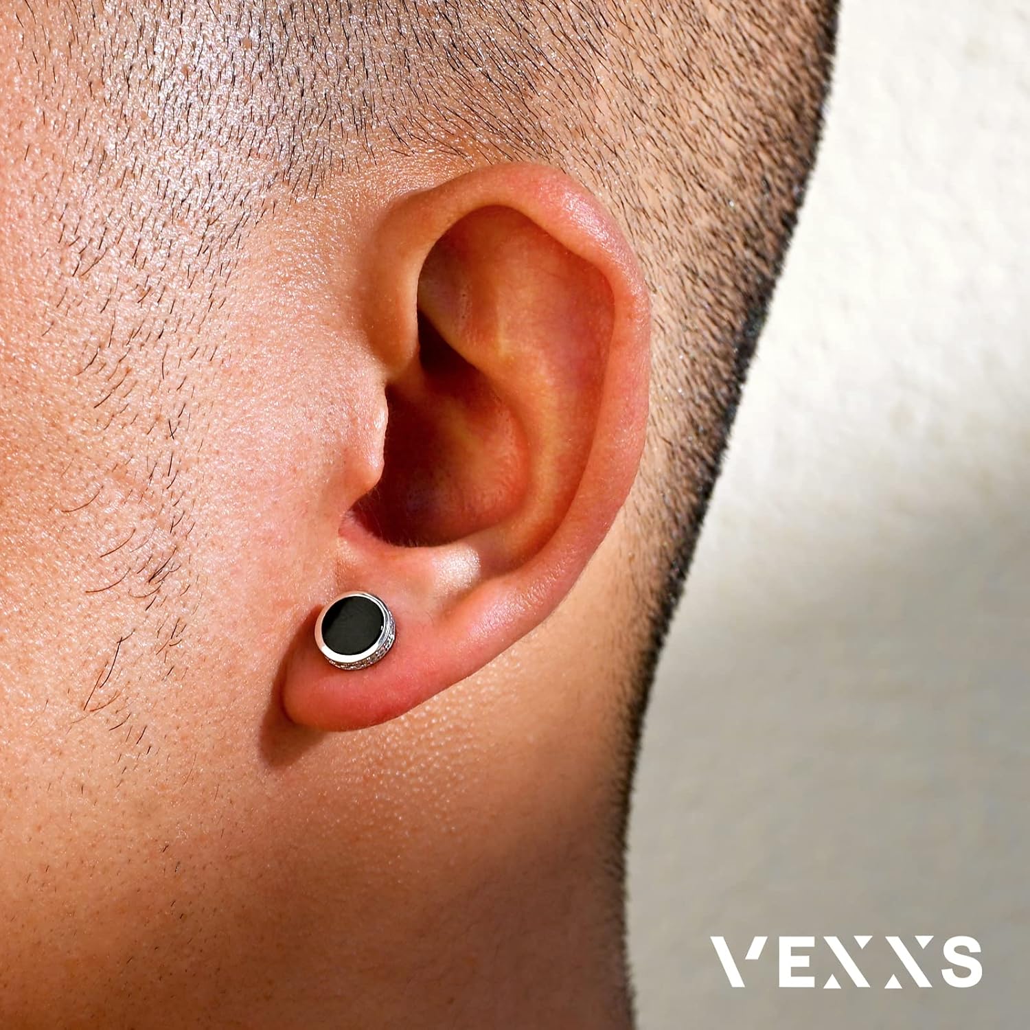 Detalle de VEXXS Ohrringe Herren Silber 925 – Gold/Weißgold Beschichtung, 5A Zirkonia