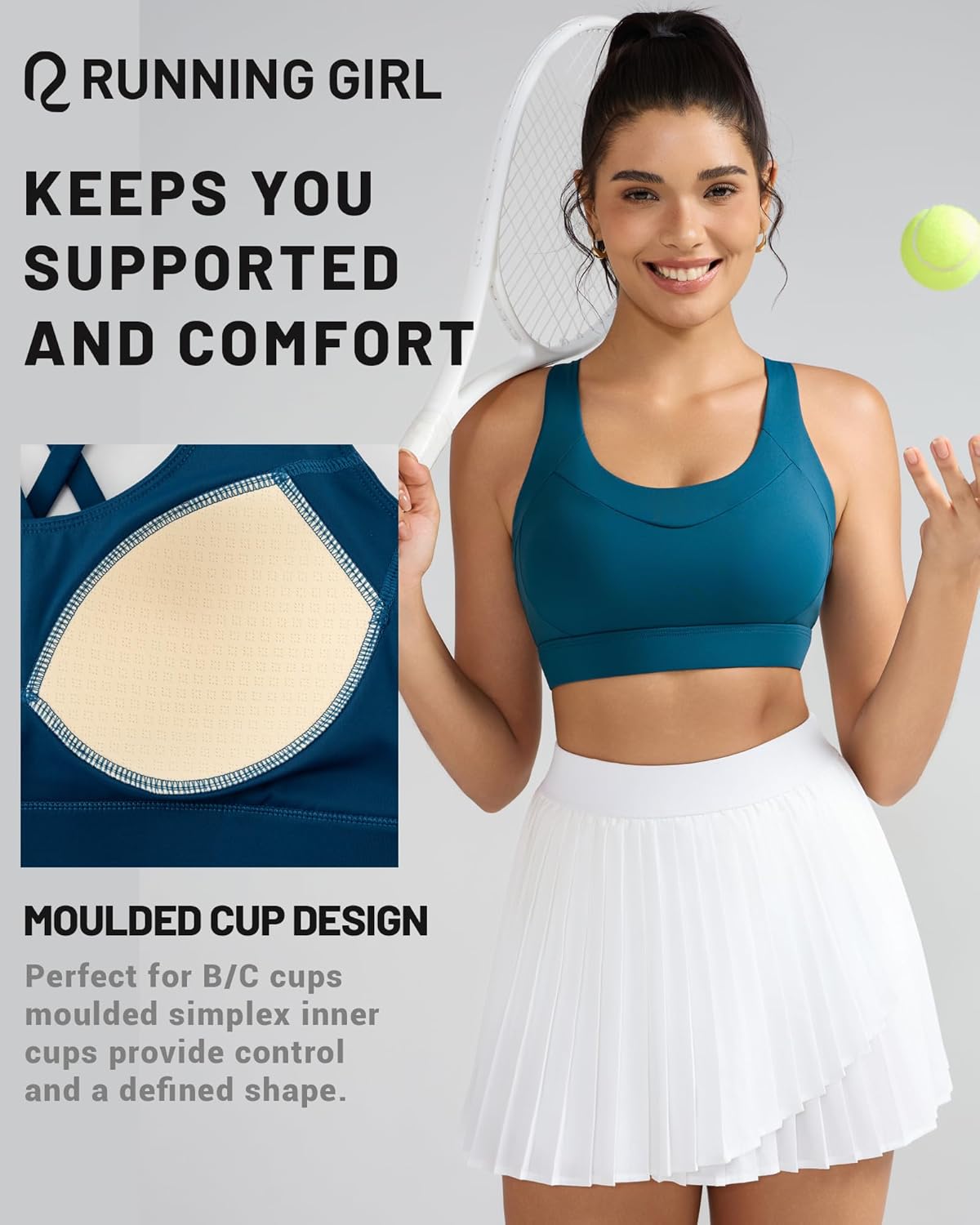 Thumbnail 5 de RUNNING GIRL High Support Sports Bra for Women with Molded Cups