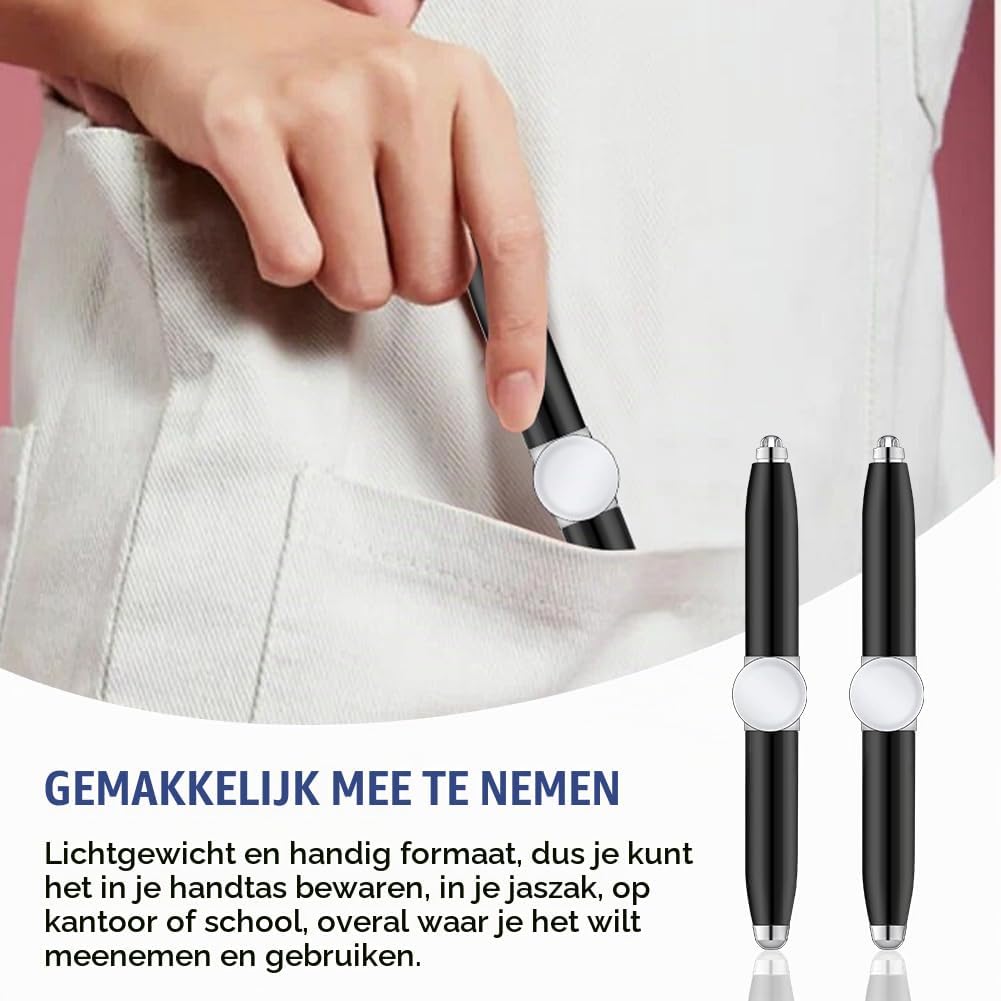 Detalle 1 de AUAUY fidgetpen met ledlicht, draaifunctie en balpen, set van 2