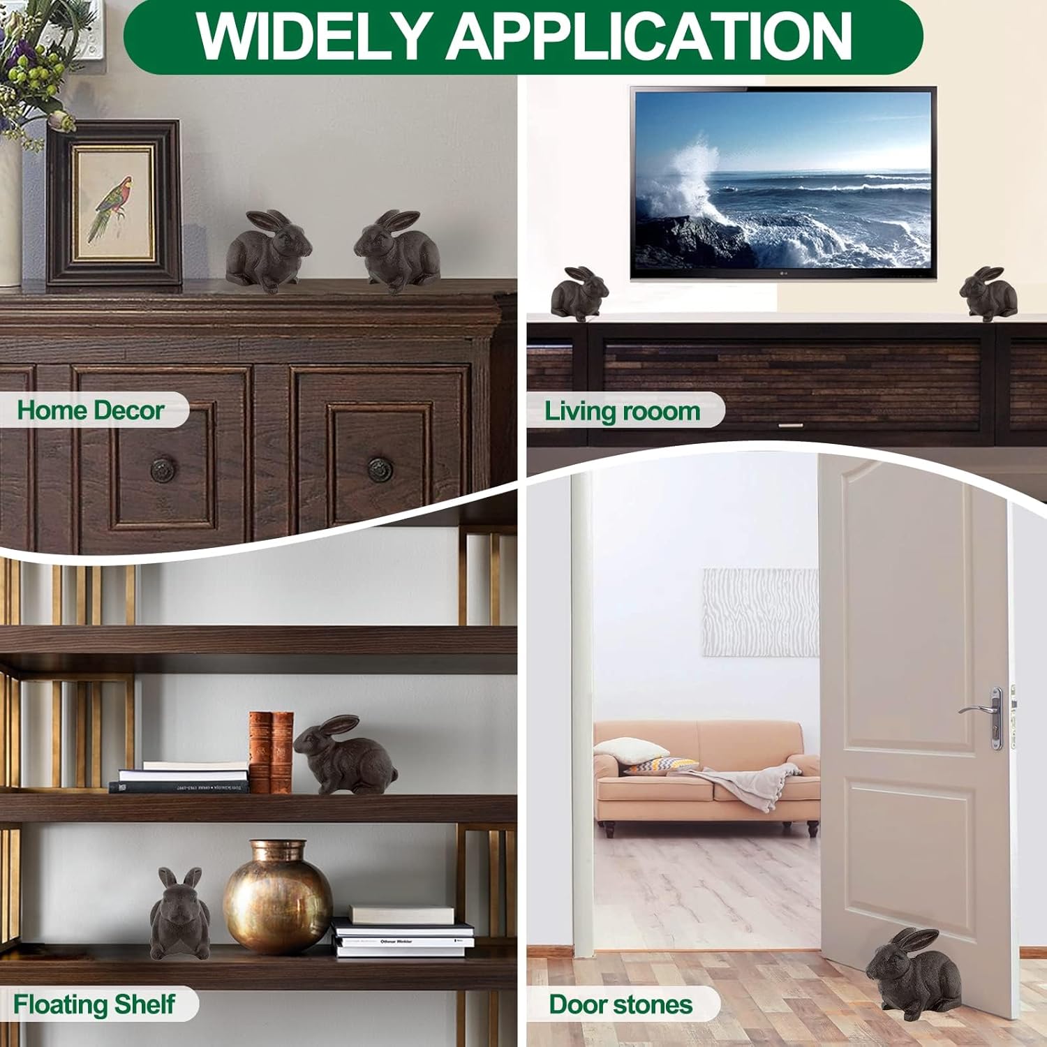 Thumbnail 6 de Vintage Dark Brown Rabbit Bookends – Rustic cast iron style bunny book stoppers for home office shelves