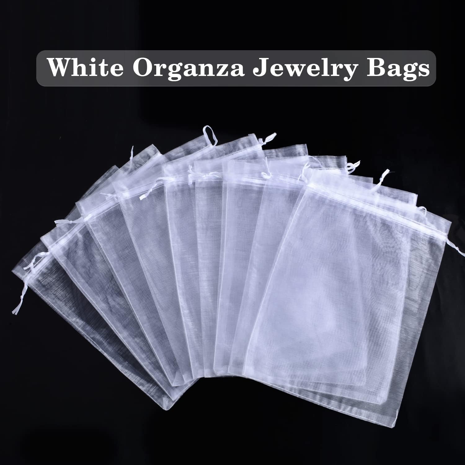 Detalle de YFZYT 100 PCS White Organza Gift Bags 20 x 30 cm with Satin Drawstrings