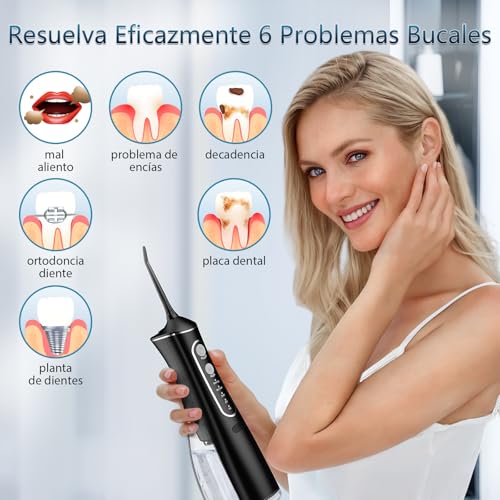 Detalle de OasiSmile L8 Irrigador Dental: DIY 300 ml con memoria inteligente