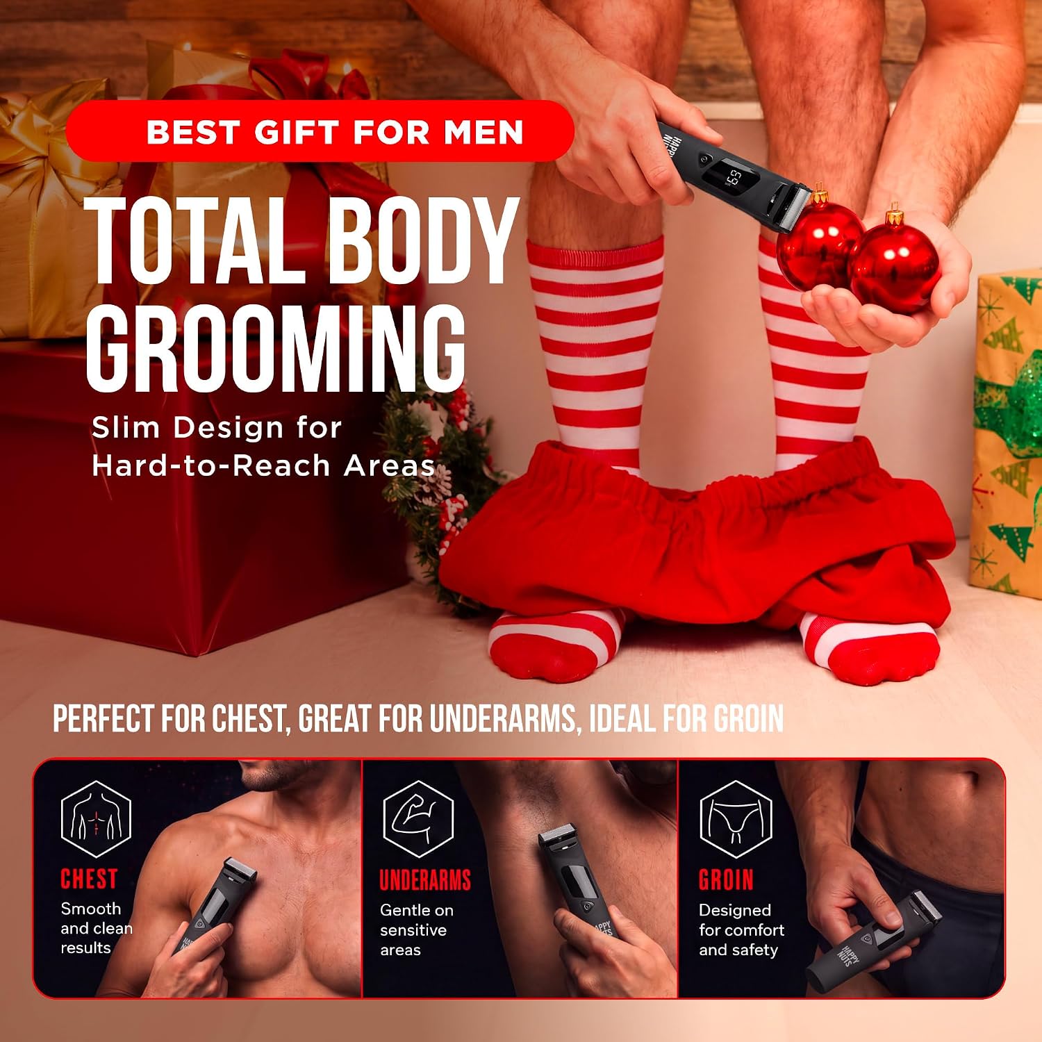 Detalle 2 de HAPPY NUTS The Ballber Pro Electric Groin & Body Hair Trimmer Kit (Waterproof) with Wireless Charging Base