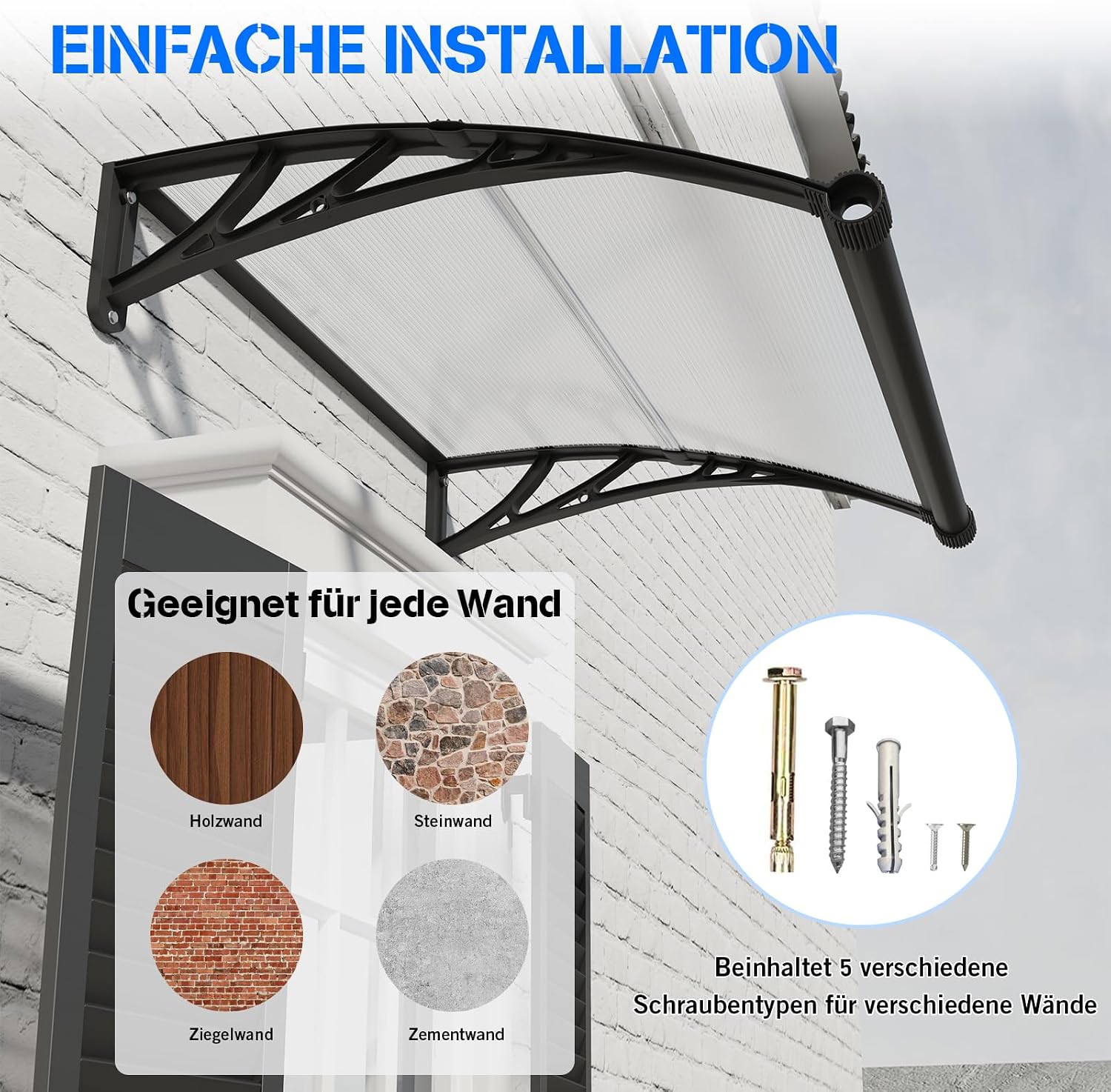 Detalle 2 de Fenstervordach 300x100 cm aus Polycarbonat