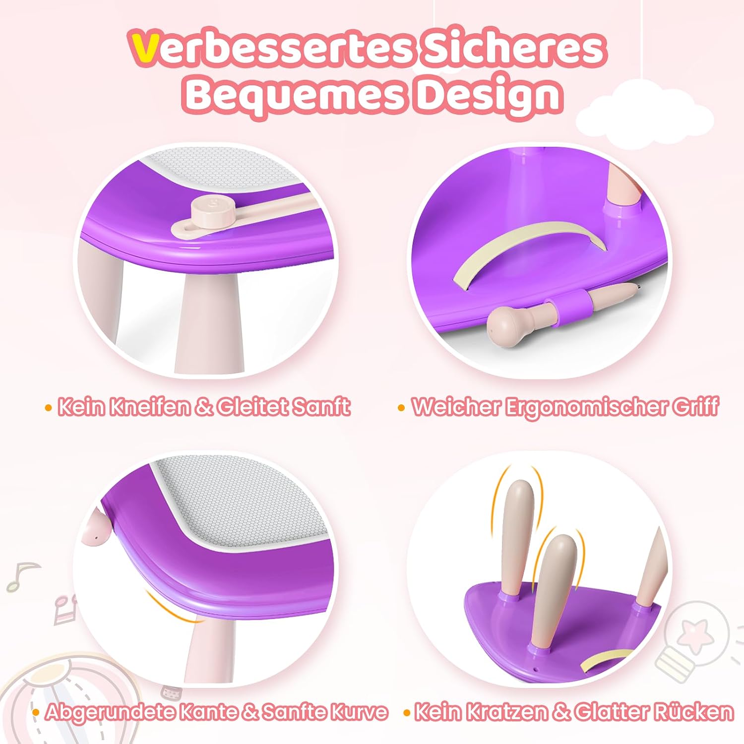 Detalle 2 de Kikidex Magnetische Zaubertafel – Kleinkind-Zeichentisch 1–3 Jahre (Violett)