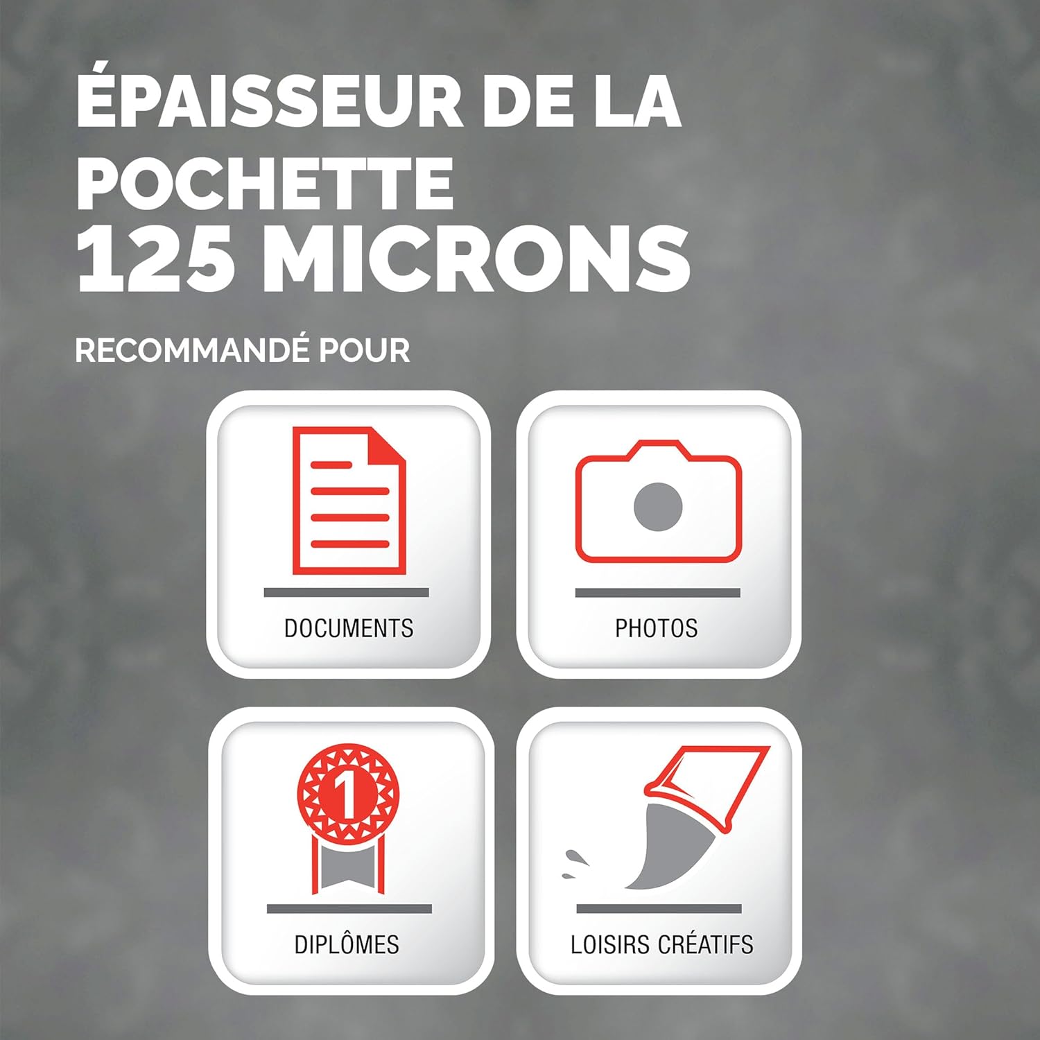 Detalle de Pochettes de plastification Fellowes A4 125 µm, pack 250 – finition brillante