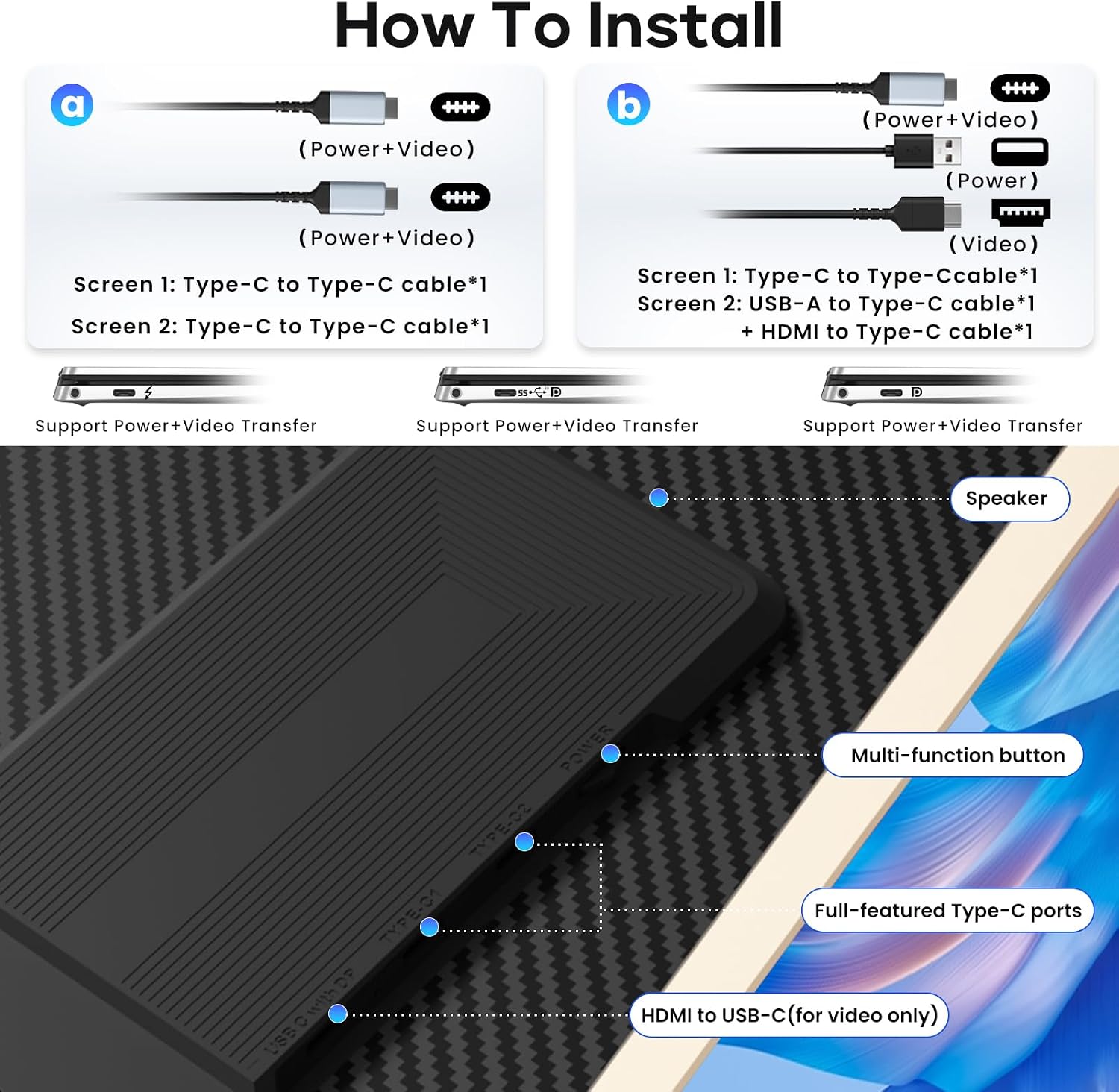 Thumbnail 3 de 15.6" Laptop Screen Extender 1080P for Dual Screens