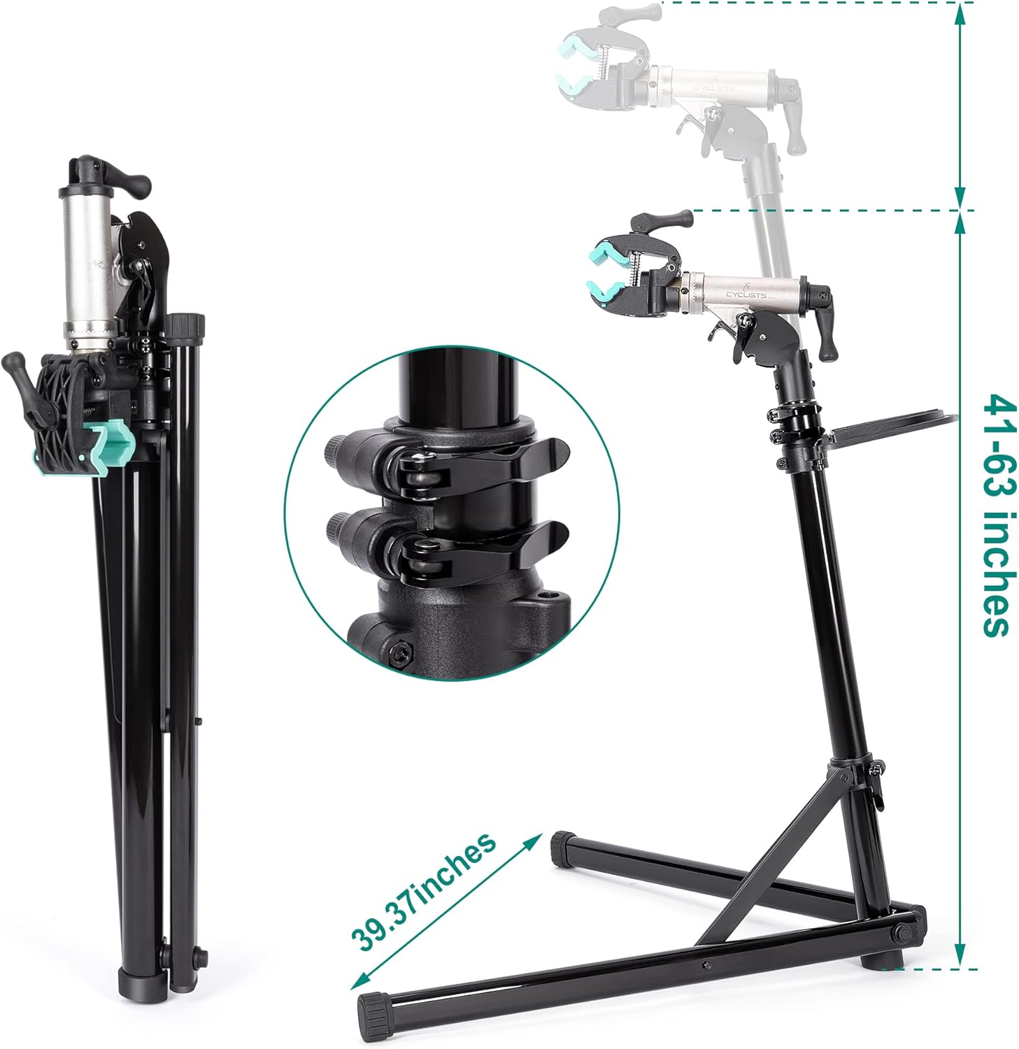 Thumbnail 5 de cyclists Profi Fahrrad-Reparaturständer bis 50 kg – klappbarer E-Bike Montageständer aus Aluminium (360° & höhenverstellbar)