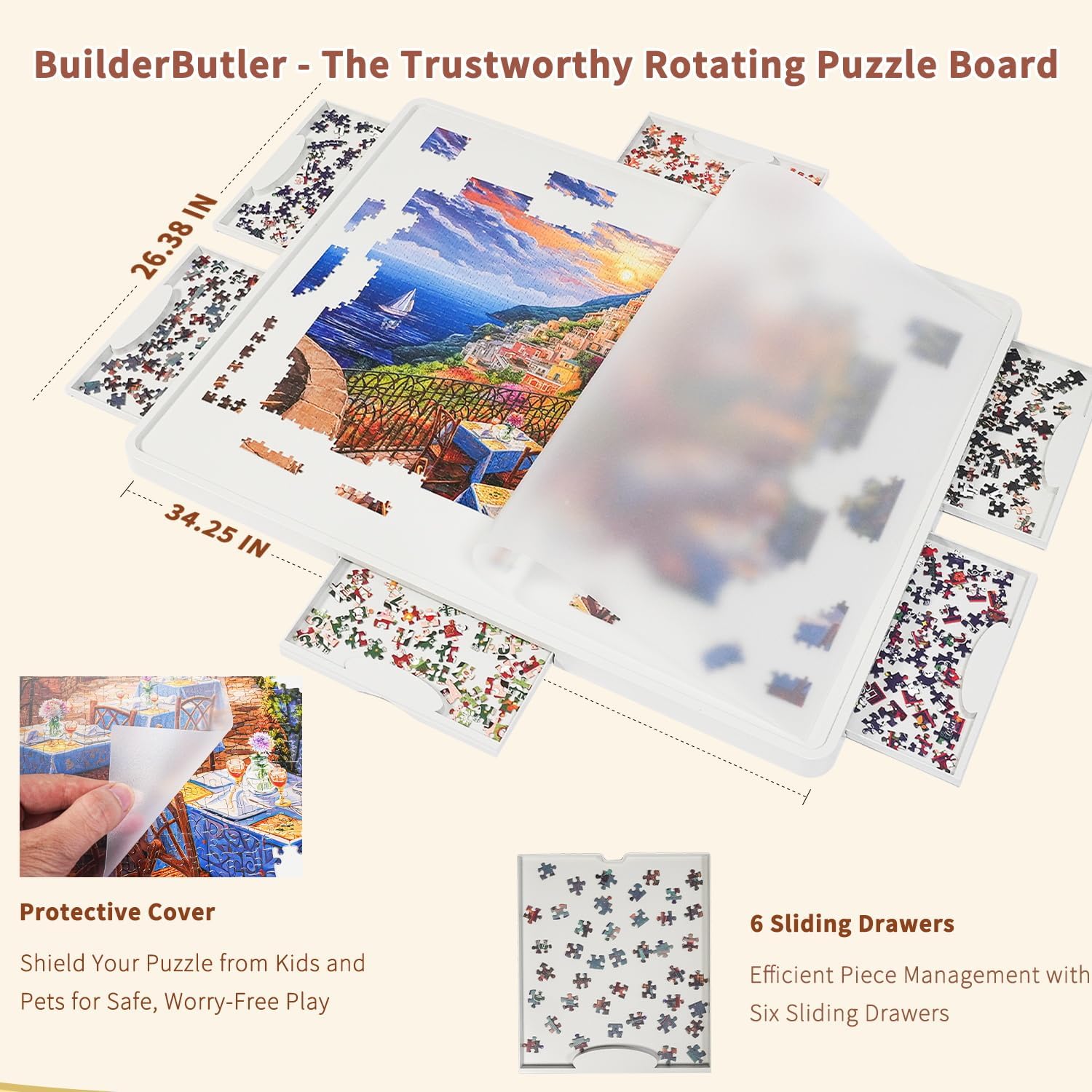 Detalle 2 de BuilderButler Lightweight Rotating Puzzle Board 1500 🧩
