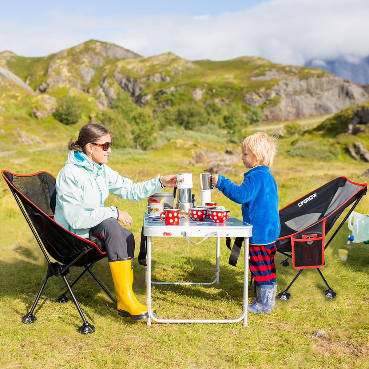 Thumbnail 1 de CFGROW CF-STY01 Folding Camping Chair with 600D Oxford Fabric and Mesh Back