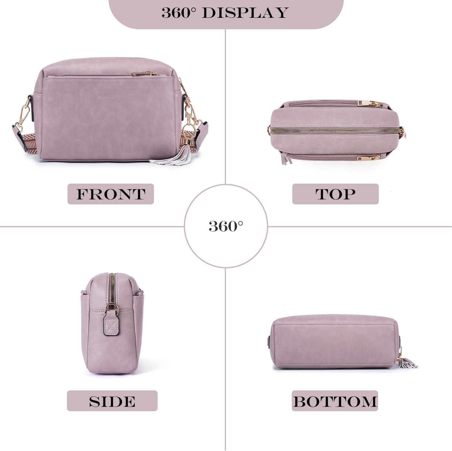 Thumbnail 5 de Roulens Piccola Borsa a Tracolla Donna: 3 Scomparti e PU Pelle — Versatile e Leggera
