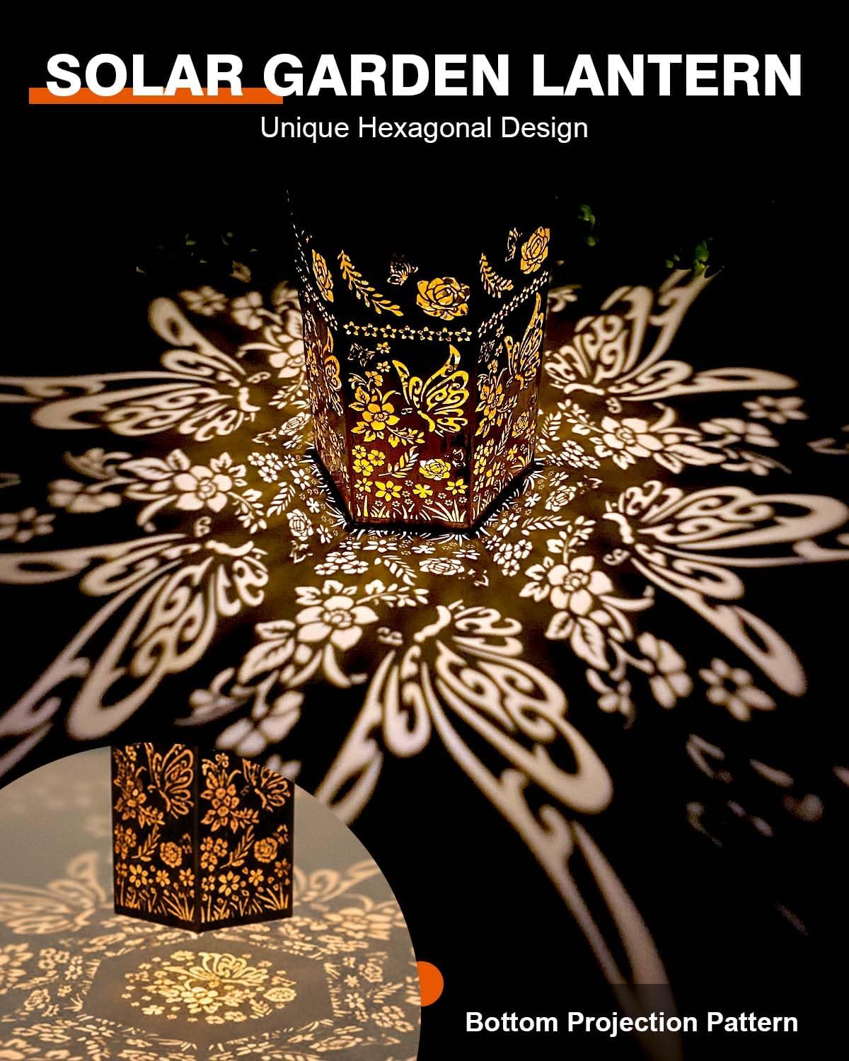 Thumbnail 2 de Butterfly Solar Lantern Garden Ornament for Mum – IP65 Hexagon Outdoor Lantern