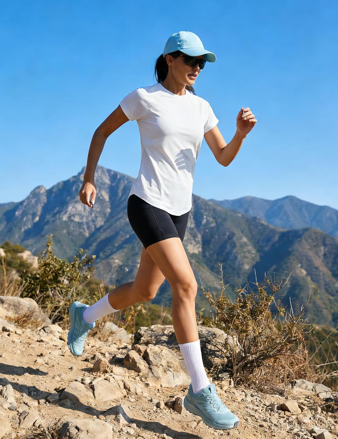 Detalle de Wayleb Maglietta Sportiva Donna per Palestra e Fitness – Maniche Corte, Tessuto Traspirante con Inserto in Mesh