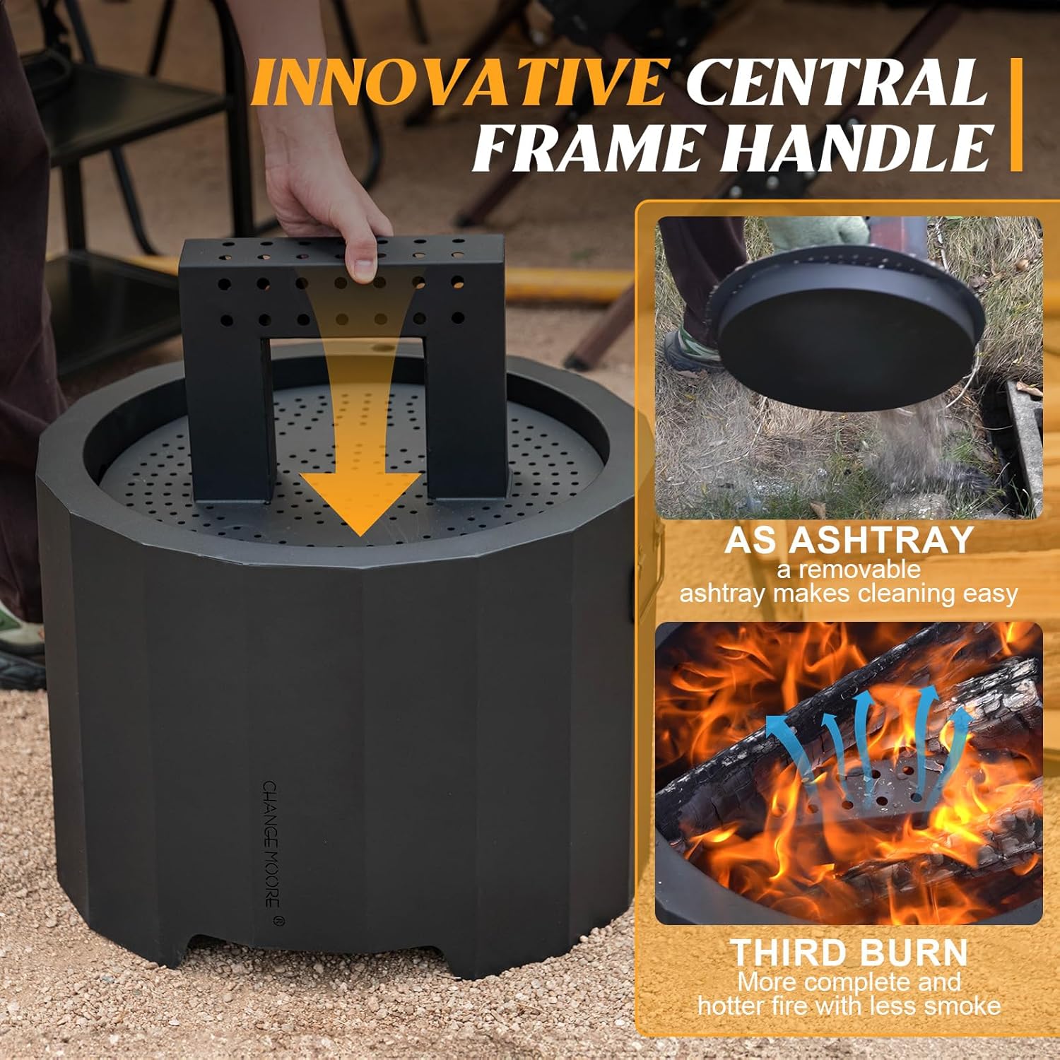 Thumbnail 2 de CHANGE MOORE CHANGEMOORE Smokeless Fire Pit – 19.6 inch triple burn wood stove for patio & camping