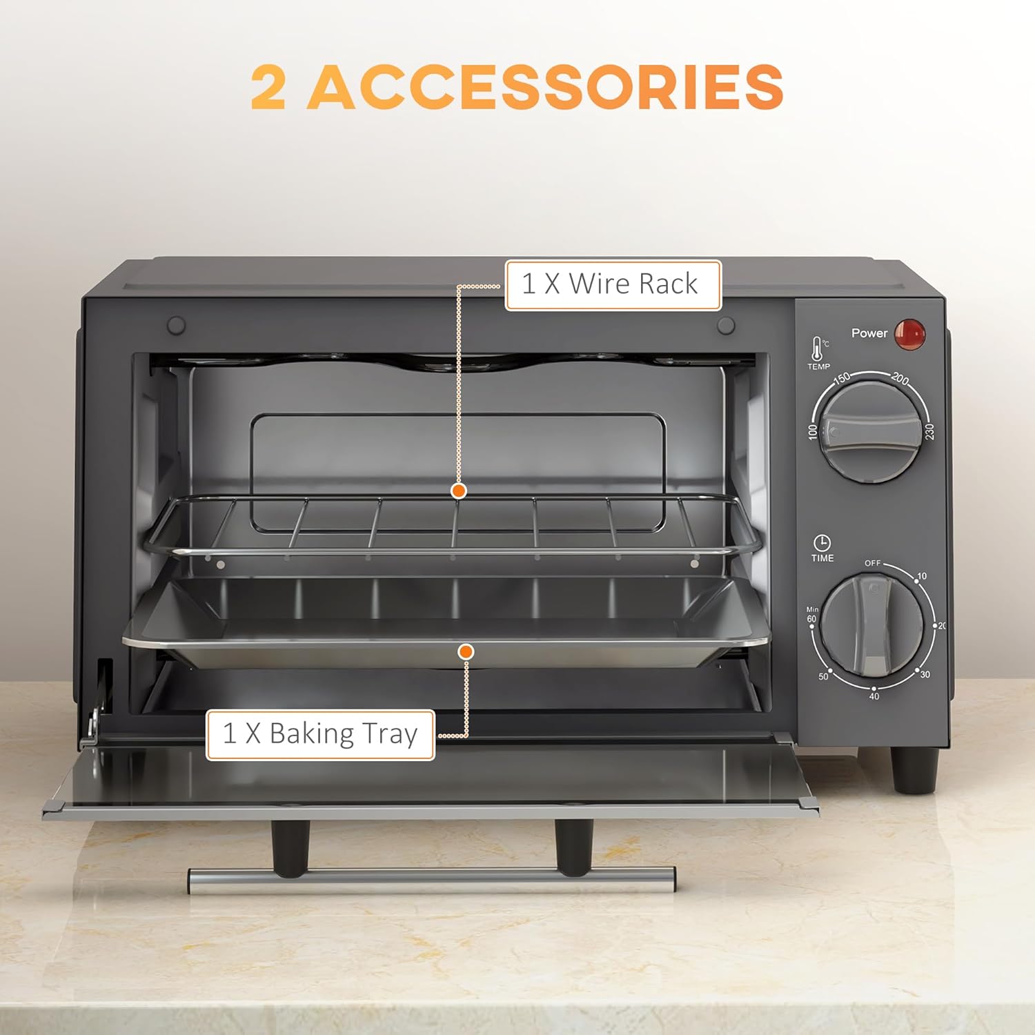 Thumbnail 5 de HOMCOM Mini Oven 9L Compact Countertop Oven